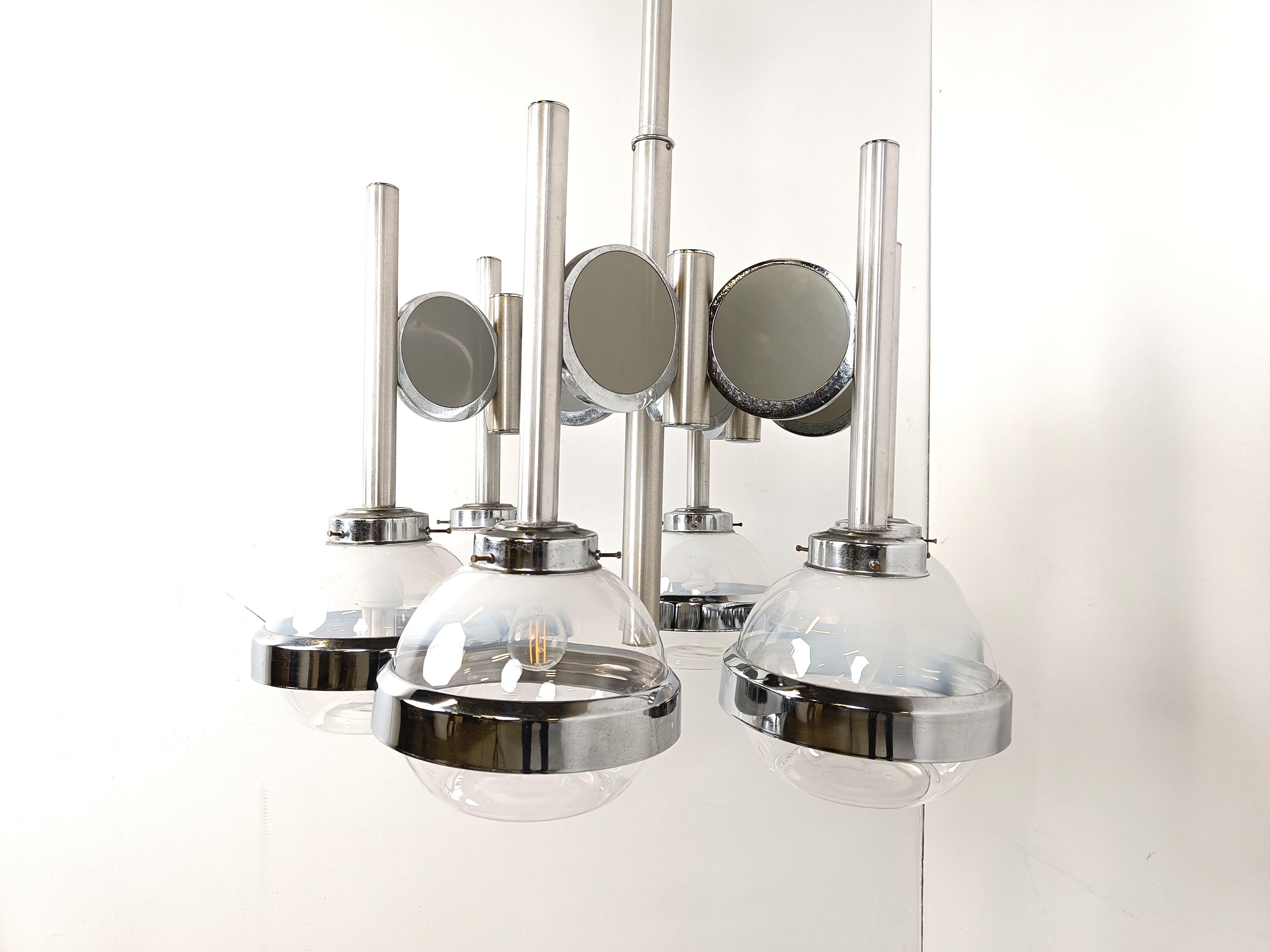 Lámpara de cristal italiano vintage globo de la era espacial, años 70 finales del siglo XX en venta