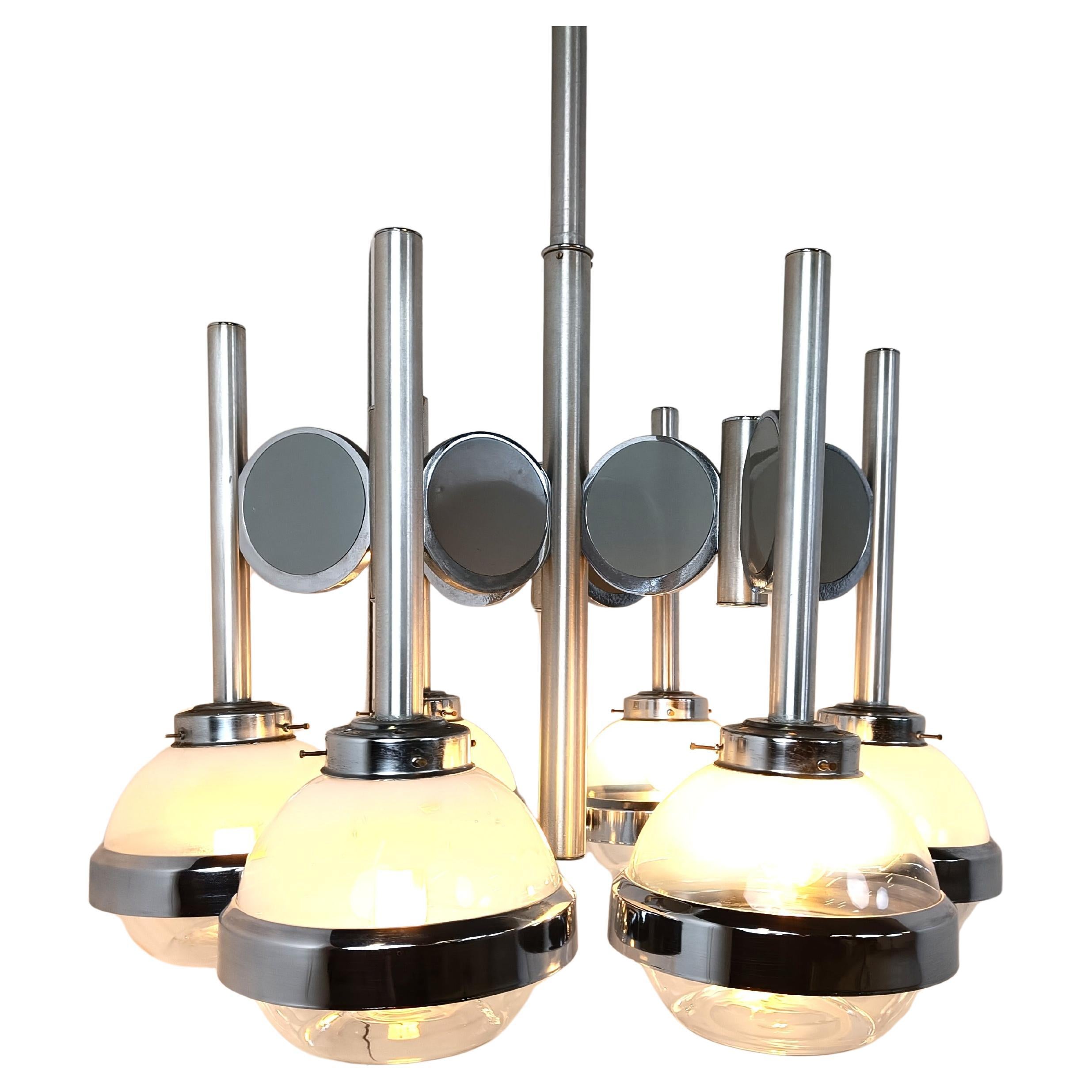 Lustre italien vintage en verre de l
ère spatiale, années 1970