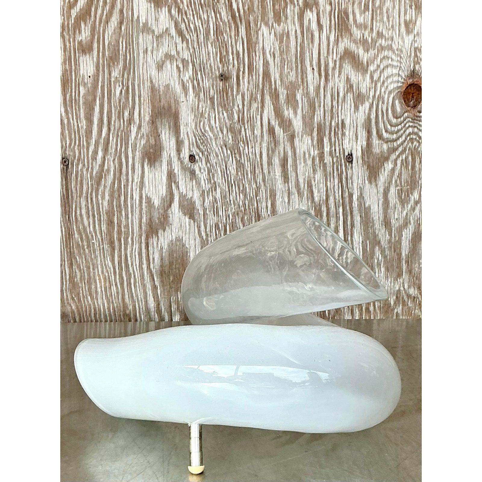 20ième siècle Vintage Italian Glass Knot Table Lamp en vente