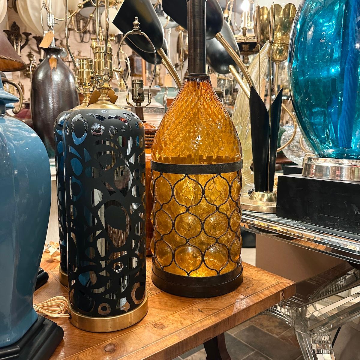 Vintage Italian Glass Lamp In Good Condition For Sale In New York, NY