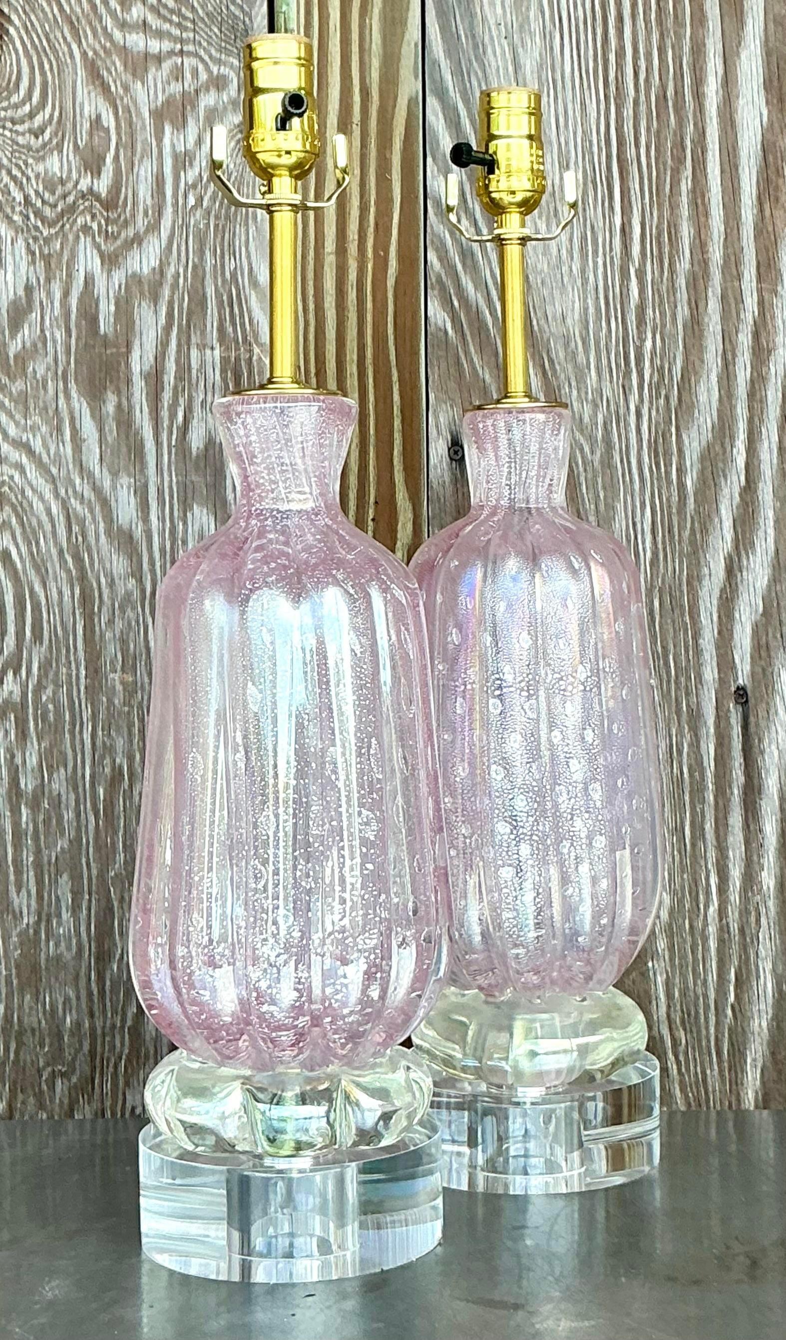 Vintage Italian Glass Lampen nach Murano - ein Paar (Italienisch) im Angebot