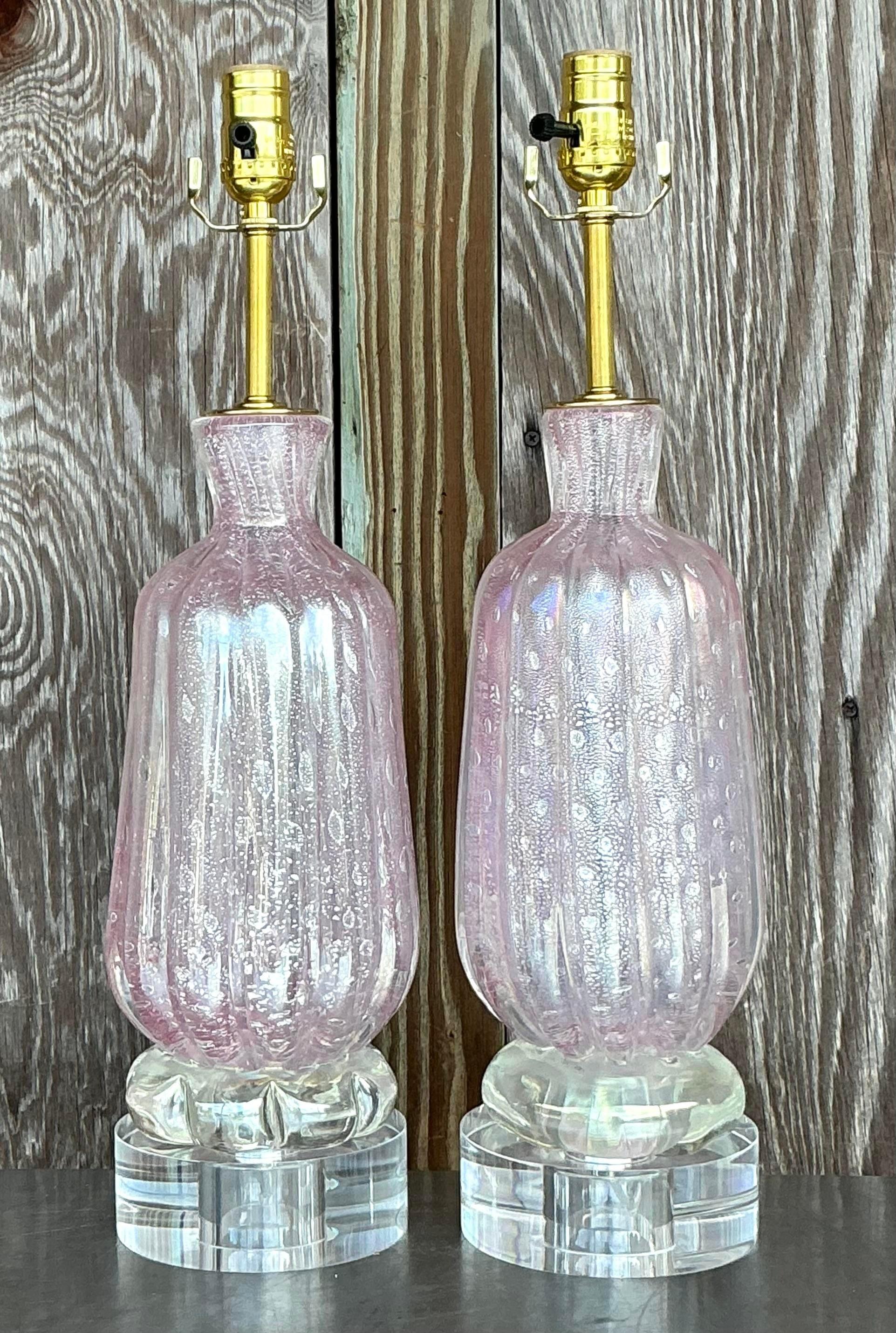 Vintage Italian Glass Lampen nach Murano - ein Paar im Angebot 2