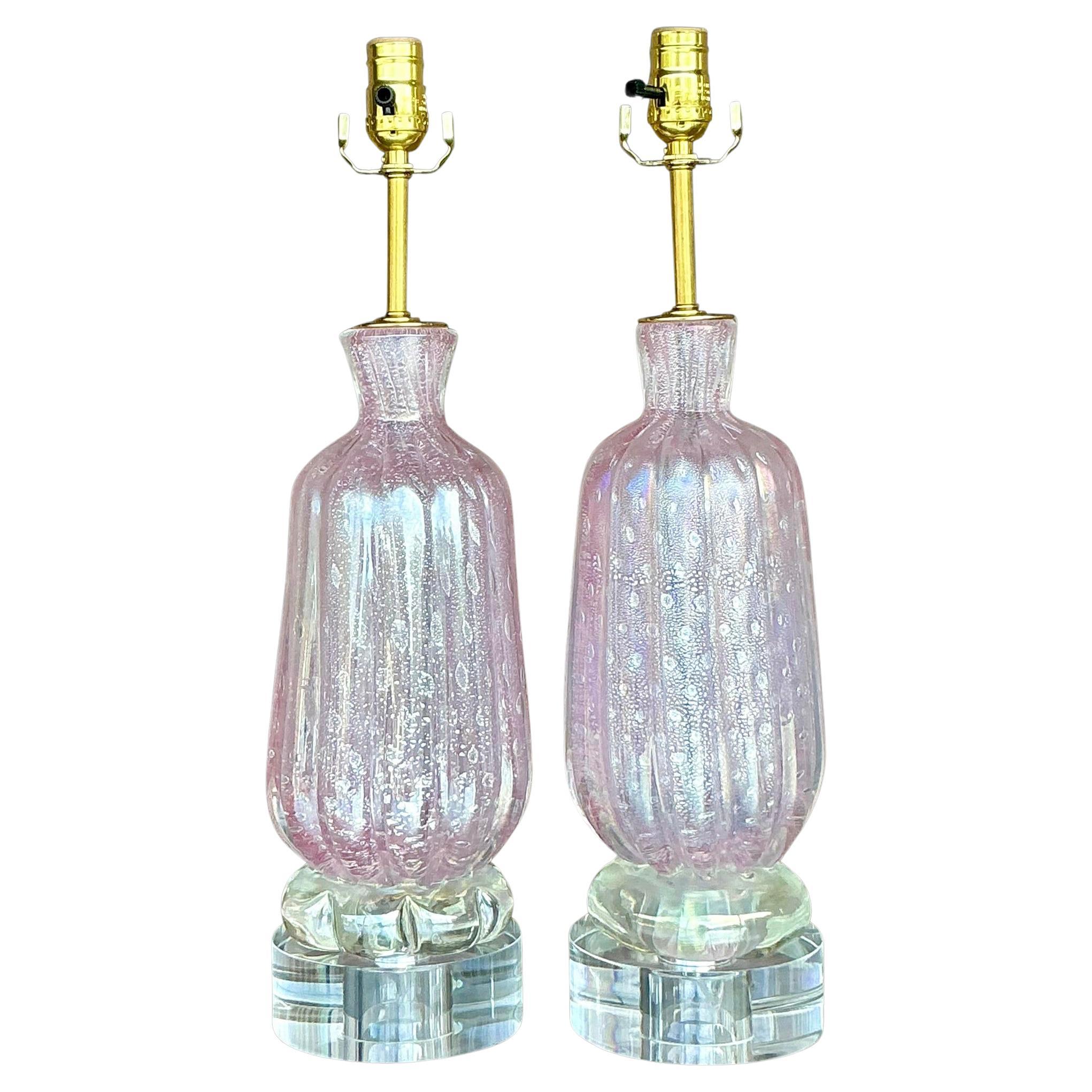 Vintage Italian Glass Lampen nach Murano - ein Paar im Angebot