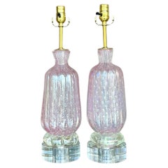 Vintage Italian Glass Lamps After Murano - a Pair