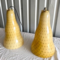 Vintage Italian Glass Pendant Lamps by Toso & Massari for Leucos - A Pair