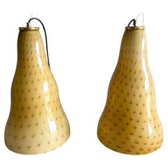 Vintage Italian Glass Pendant Lamps by Toso & Massari for Leucos - A Pair
