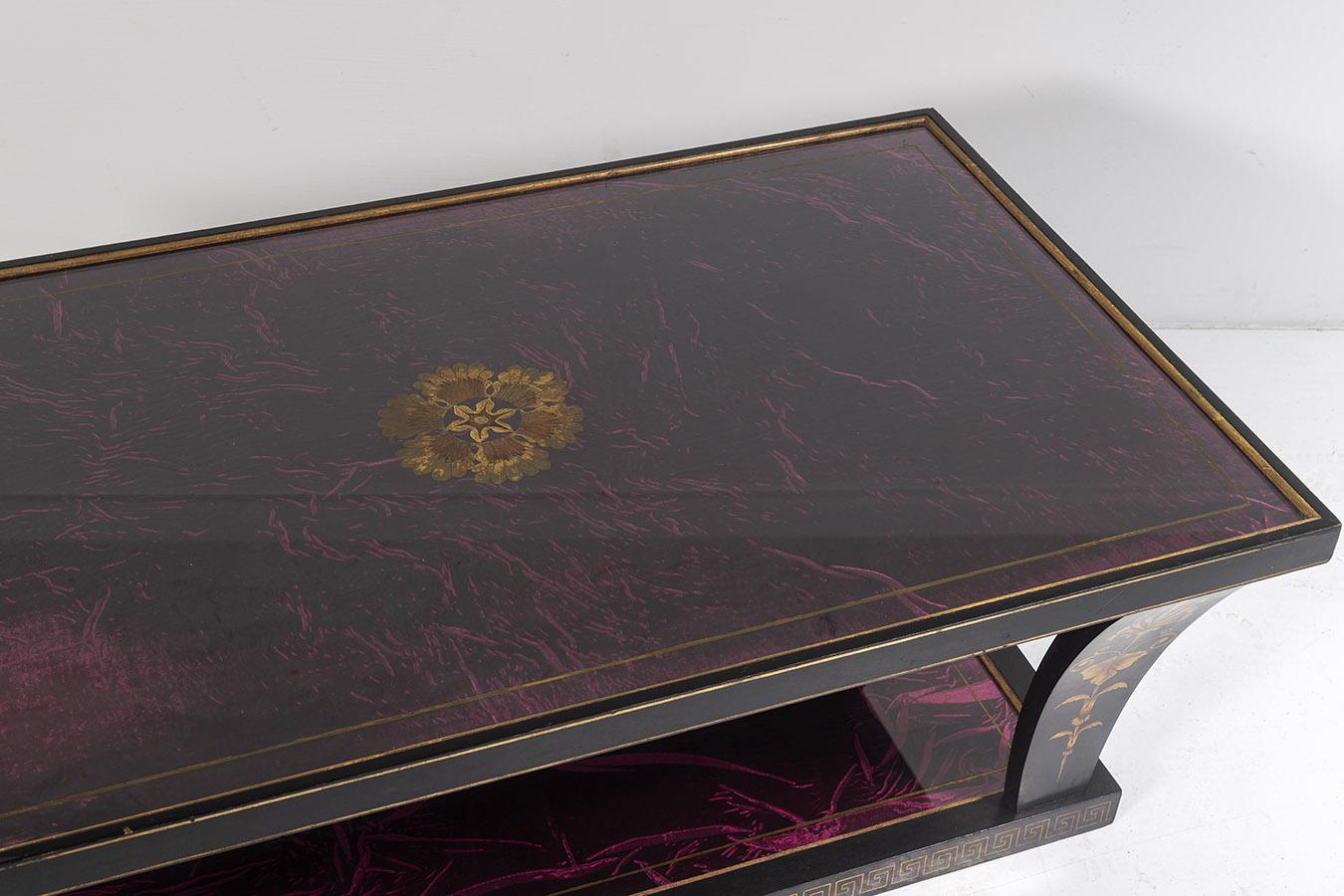 velvet coffee table with glass top