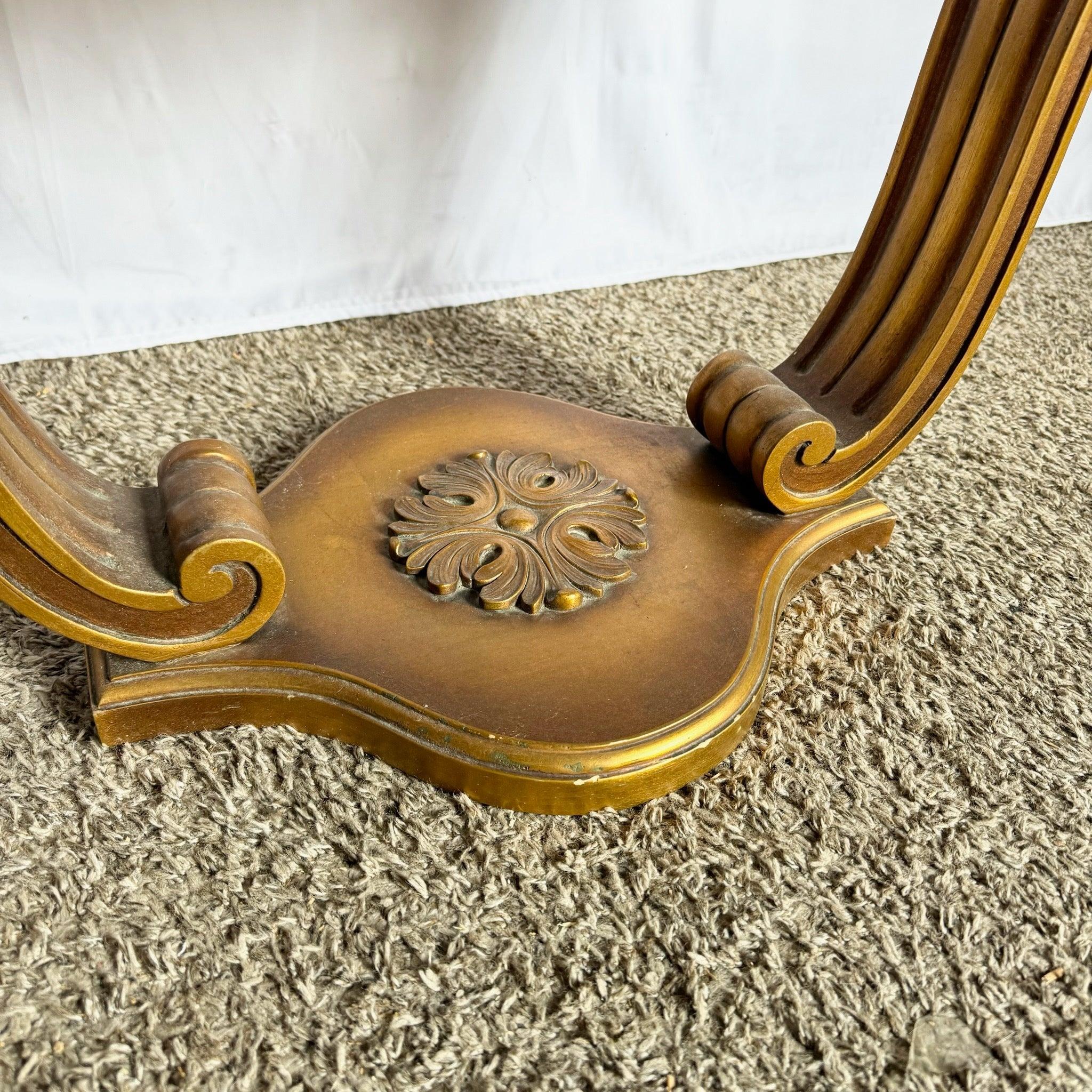 20th Century Vintage Italian Glass Top Hand Painted Guilt Side Tables - A Pair For Sale