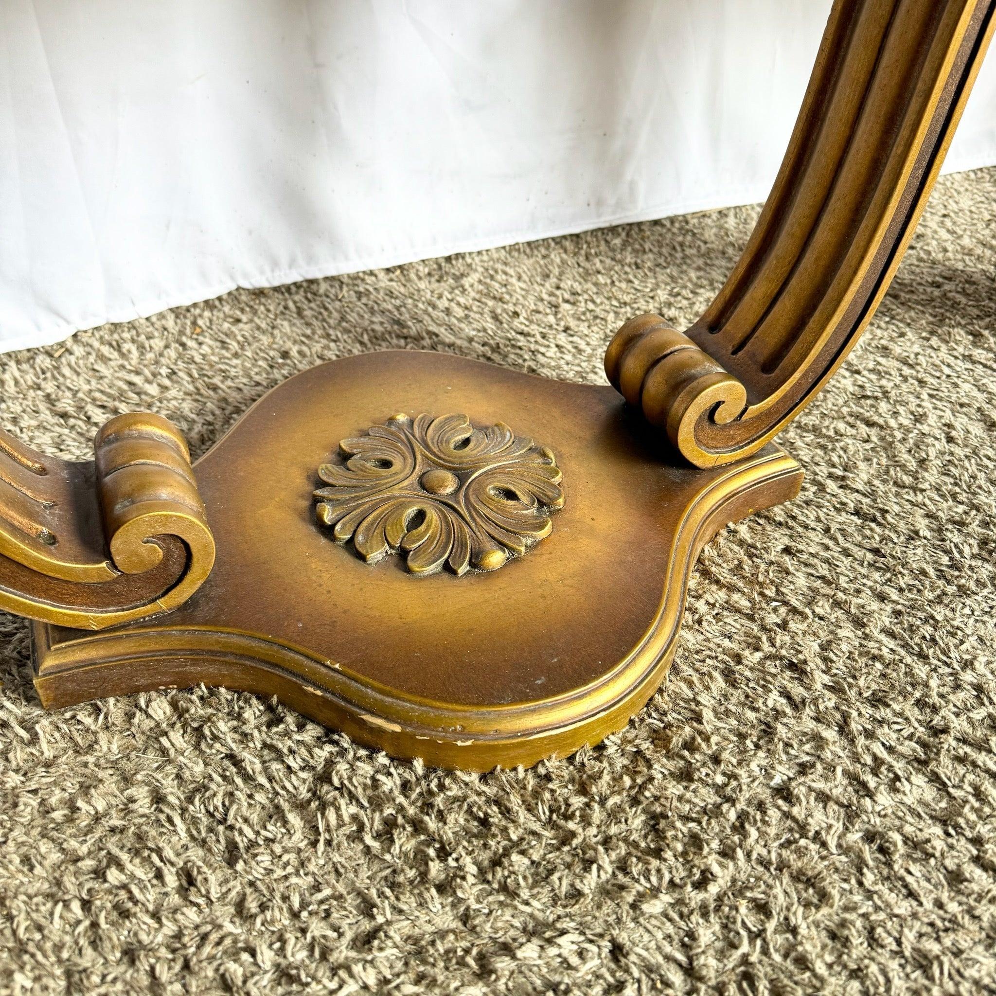 Vintage Italian Glass Top Hand Painted Guilt Side Tables - A Pair For Sale 1
