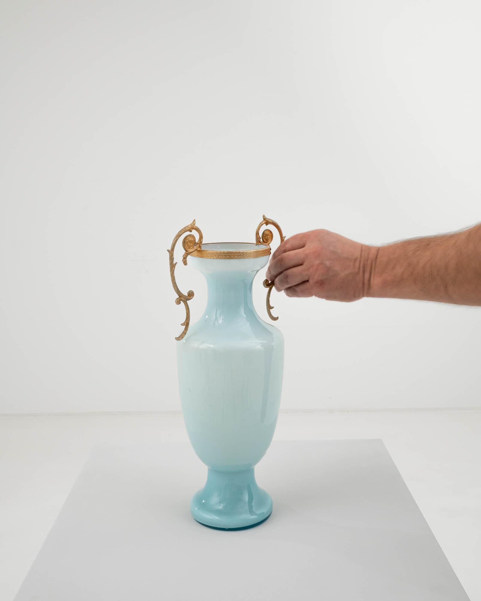 Metal Vintage Italian Glass Vase For Sale