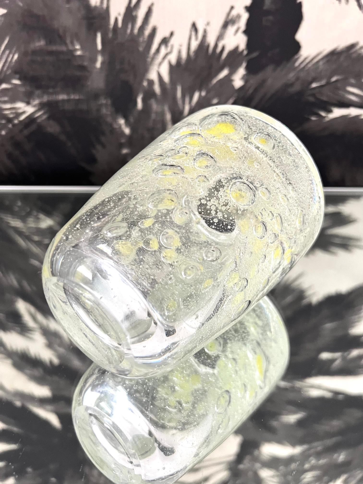 Murano Glass Vase with Large Air Bubbles in Citrine Yellow, c. 1980's In Good Condition For Sale In Fort Lauderdale, FL