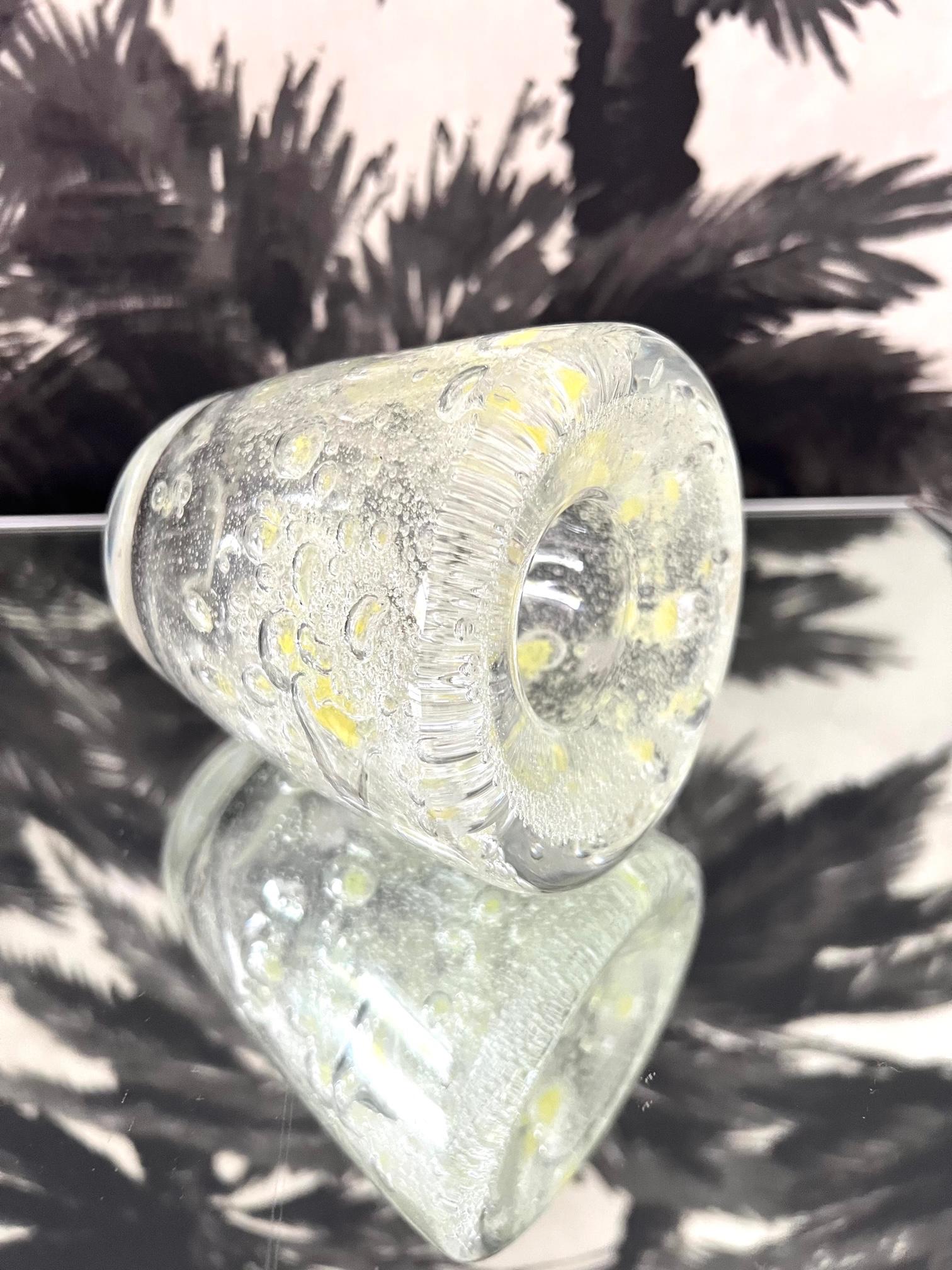 Late 20th Century Murano Glass Vase with Large Air Bubbles in Citrine Yellow, c. 1980's For Sale