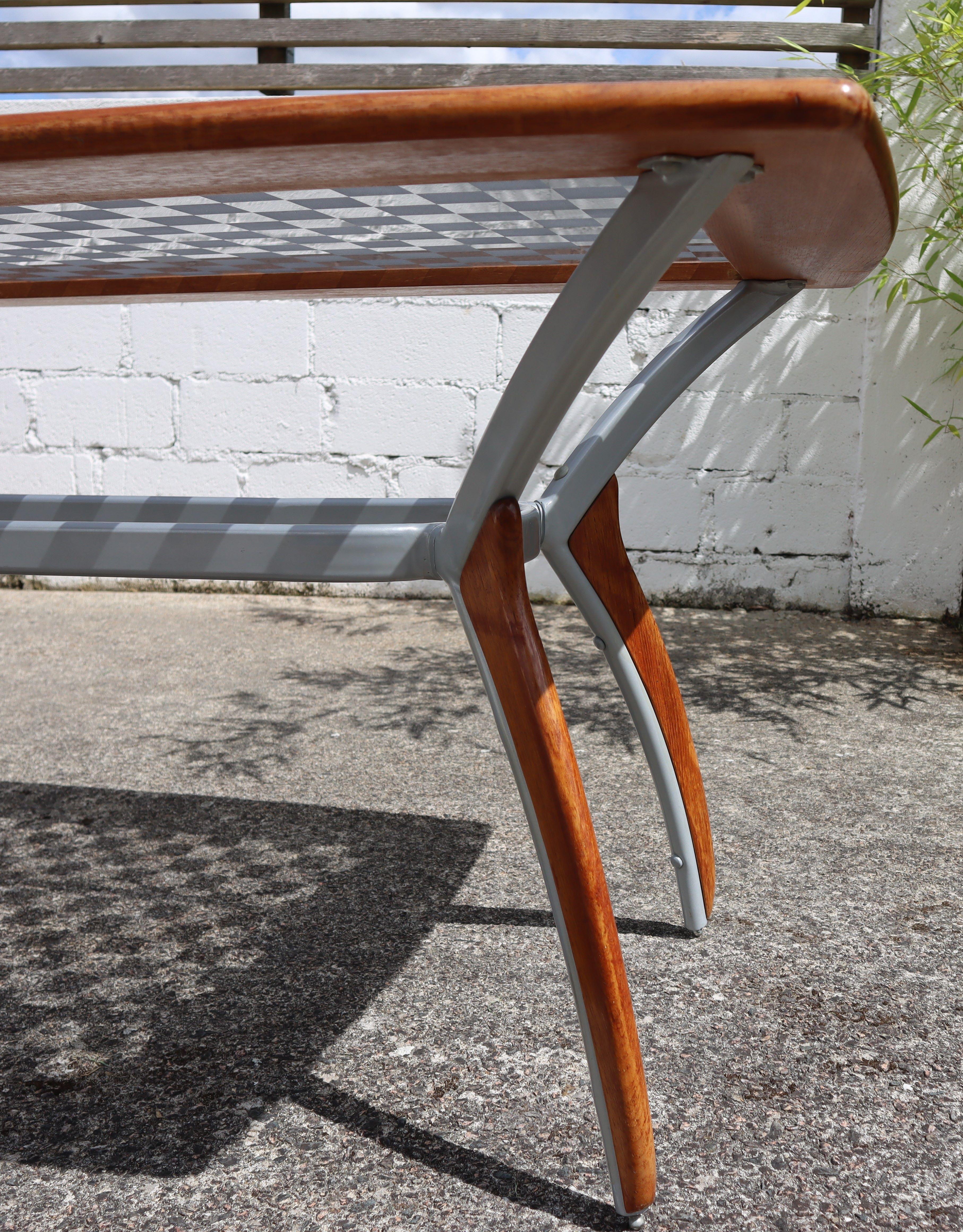 Vintage Italian Glass-Wood and Metal Dining Table - Italian Design Dinner Table For Sale 7
