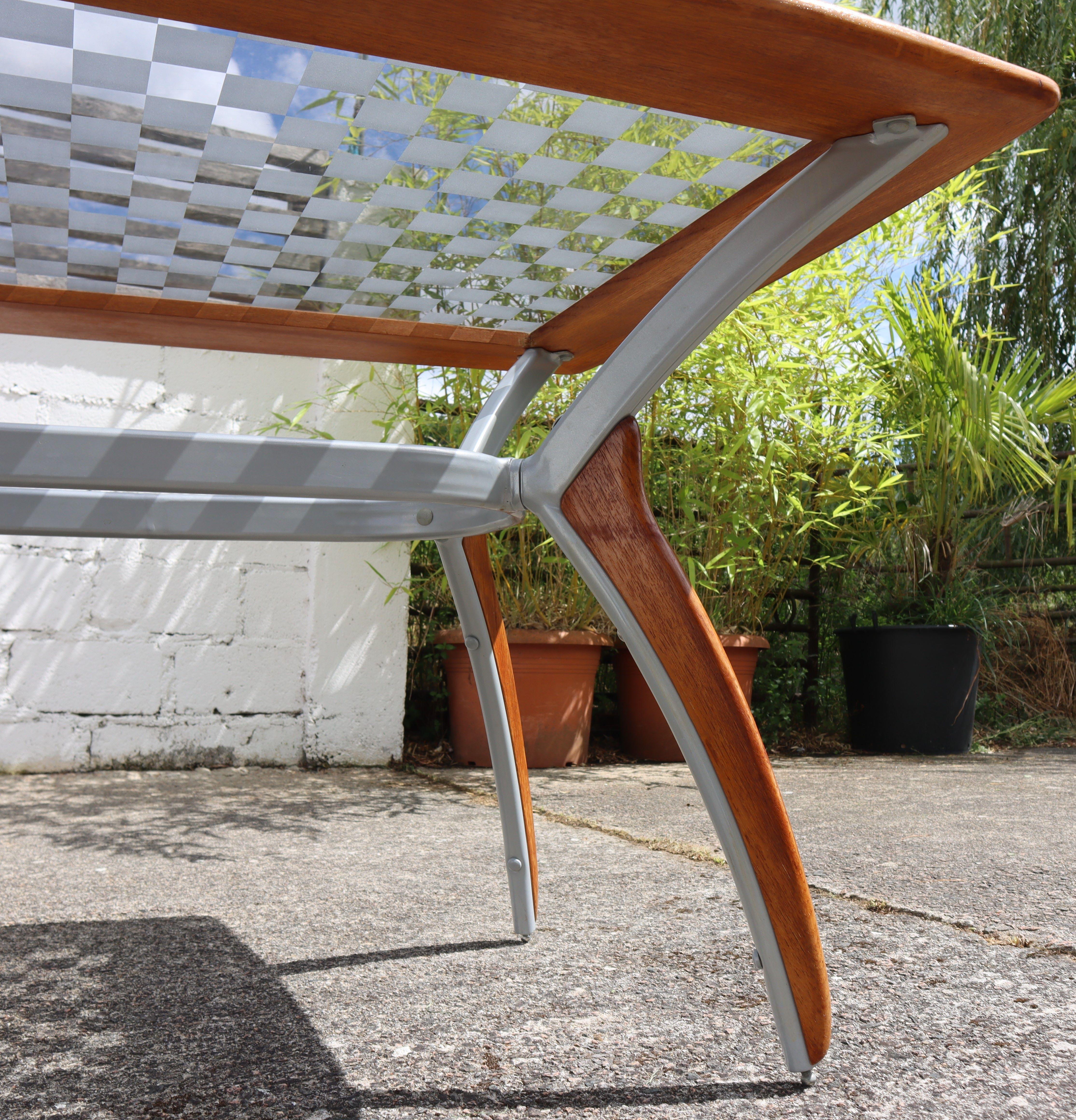 Vintage Italian Glass-Wood and Metal Dining Table - Italian Design Dinner Table For Sale 12