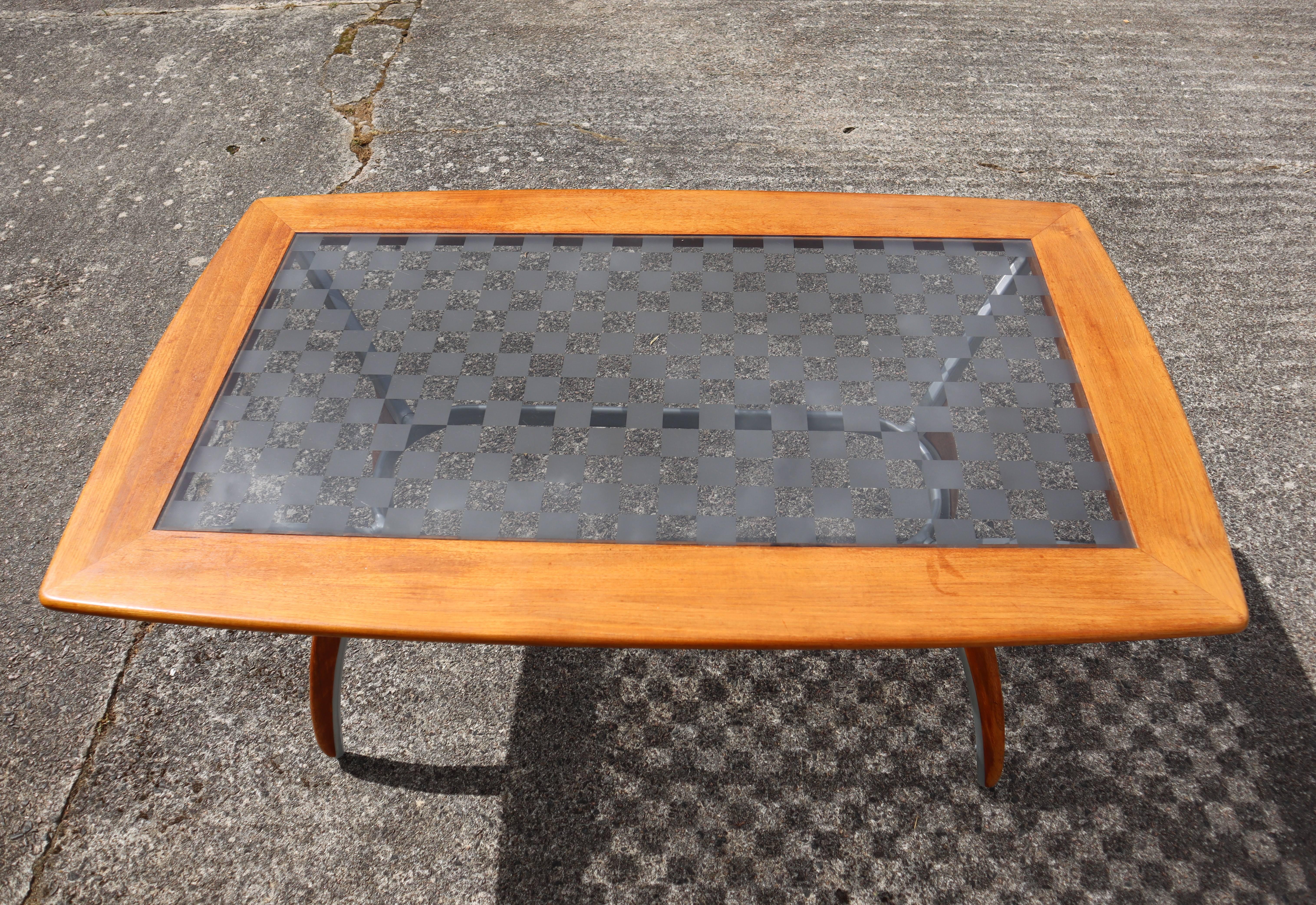 Late 20th Century Vintage Italian Glass-Wood and Metal Dining Table - Italian Design Dinner Table For Sale
