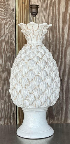 Vintage Italian Glazed Ceccerelli Pineapple Table Lamp