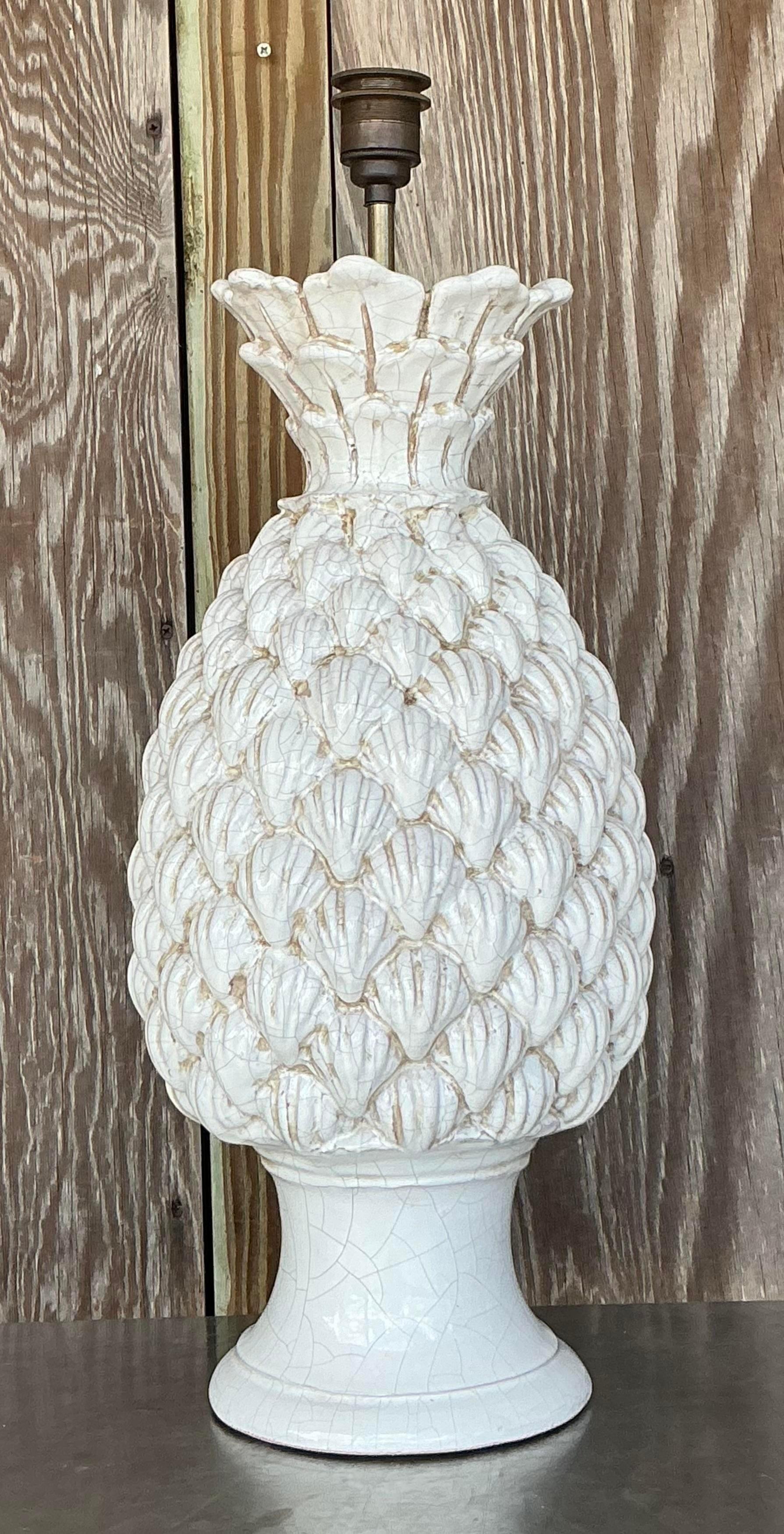 Mid-Century Modern Lampe de table italienne Ceccerelli ananas émaillée vintage en vente