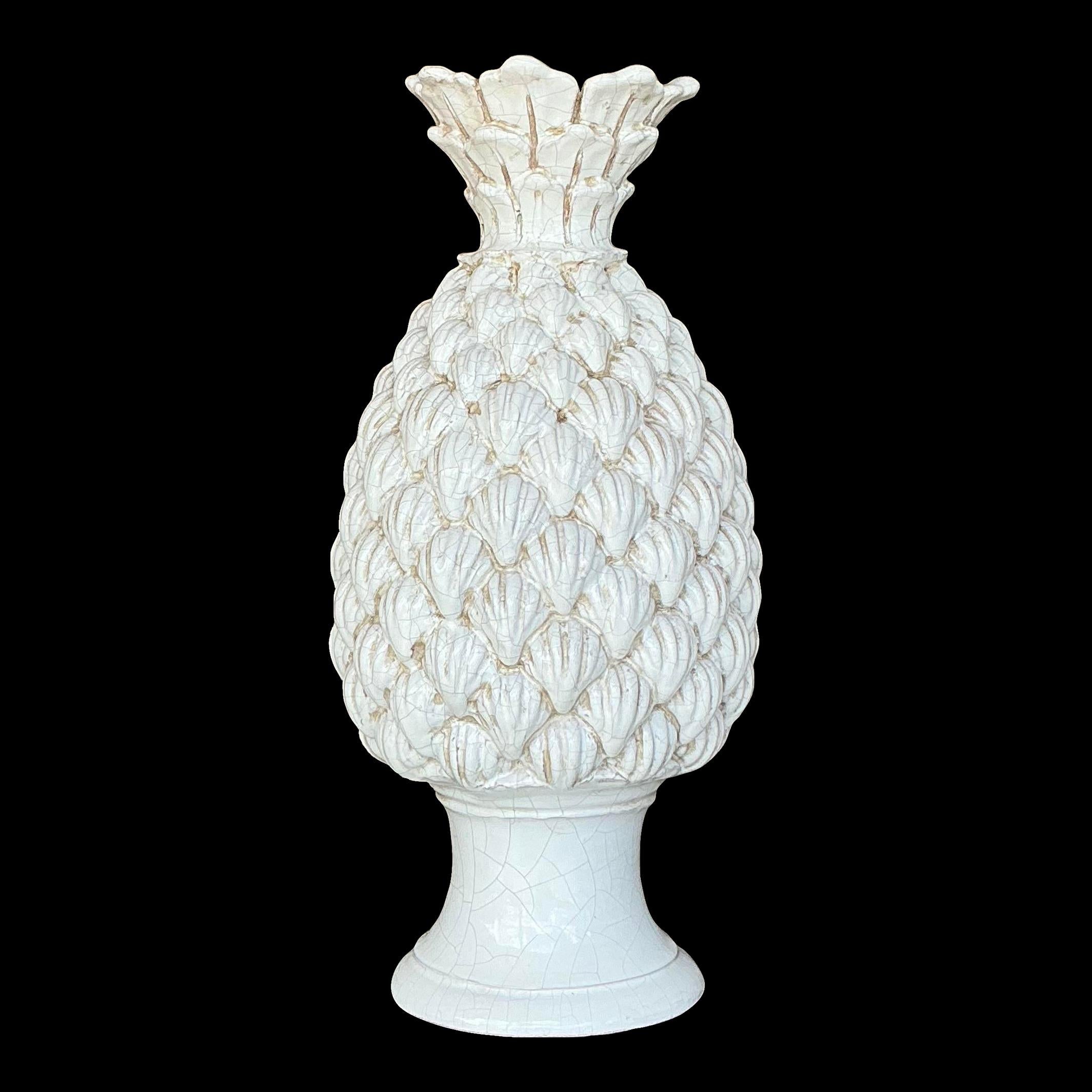 Céramique Lampe de table italienne Ceccerelli ananas émaillée vintage en vente