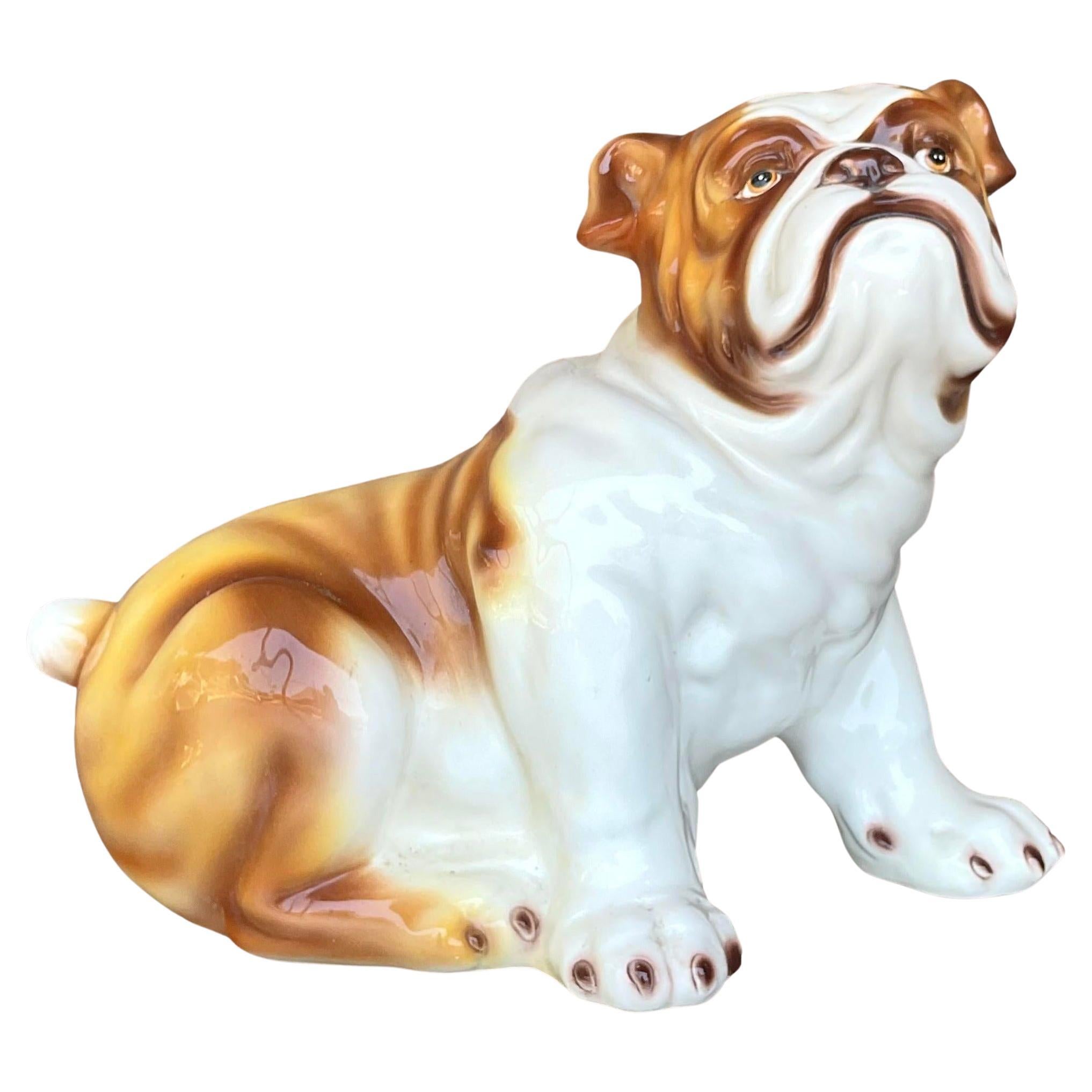Vintage Italian Glazed Ceramic Bulldog For Sale