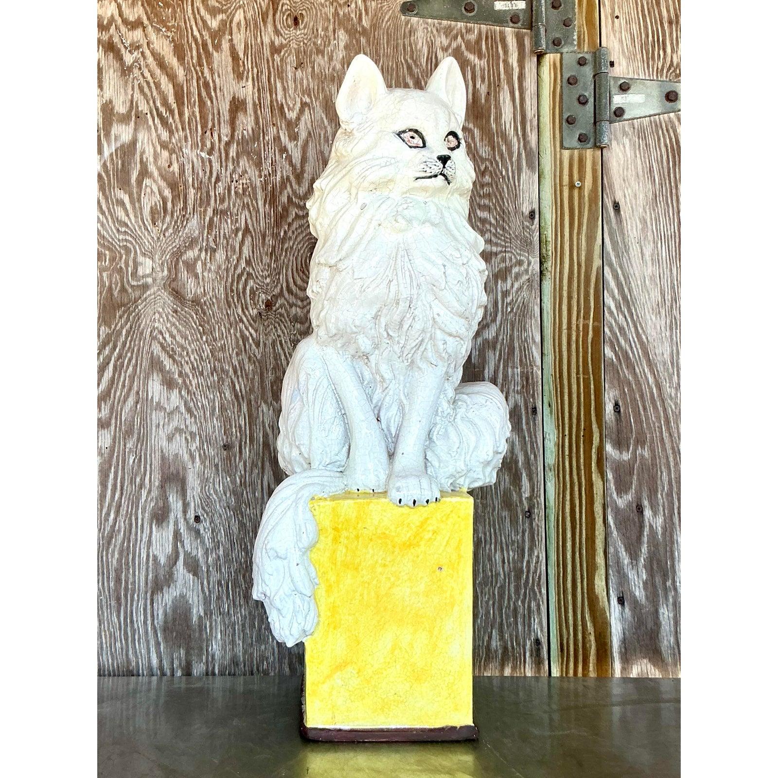20th Century Vintage Italian Glazed Ceramic Cat For Sale