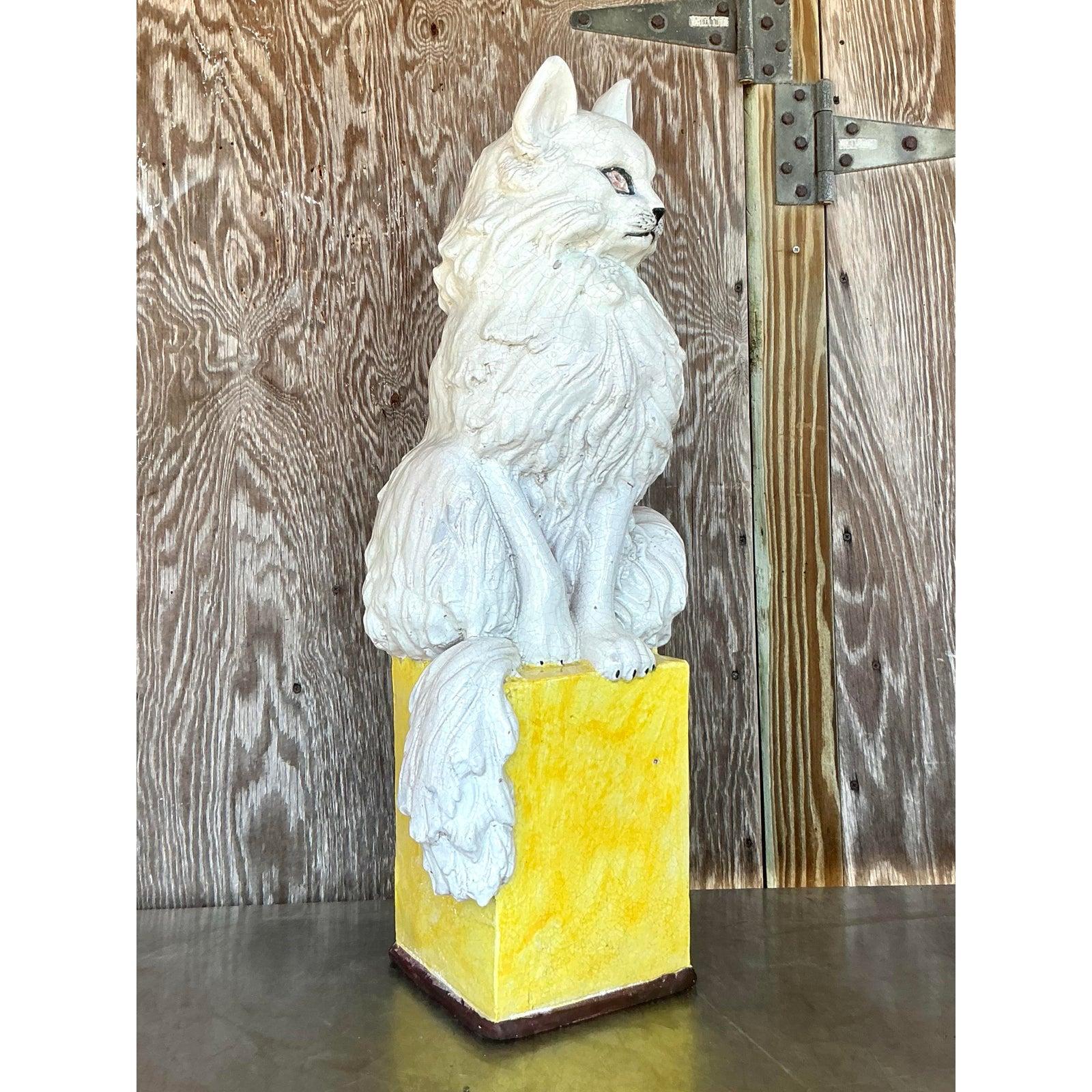 Vintage Italian Glazed Ceramic Cat For Sale 1