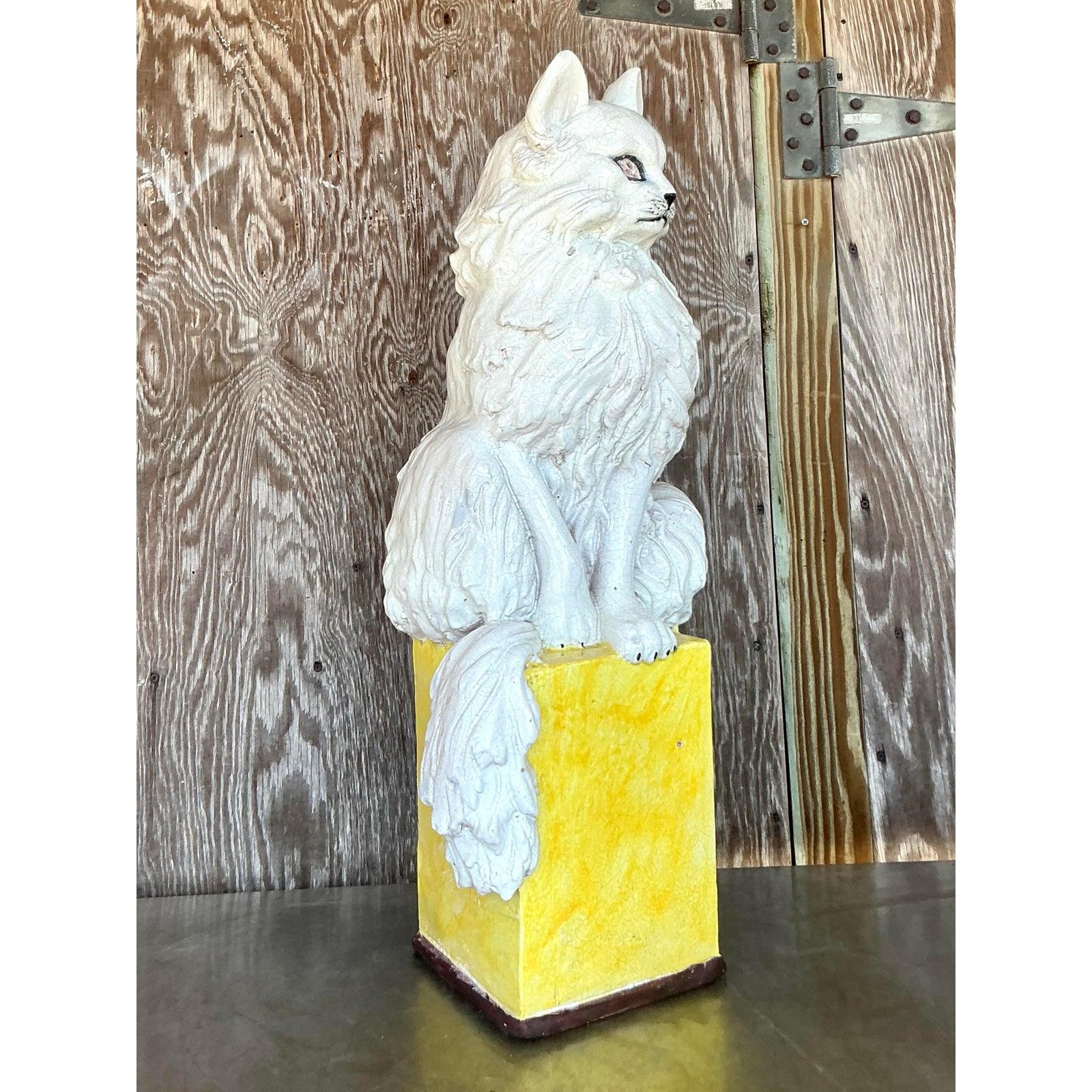 Vintage Italian Glazed Ceramic Cat For Sale 3