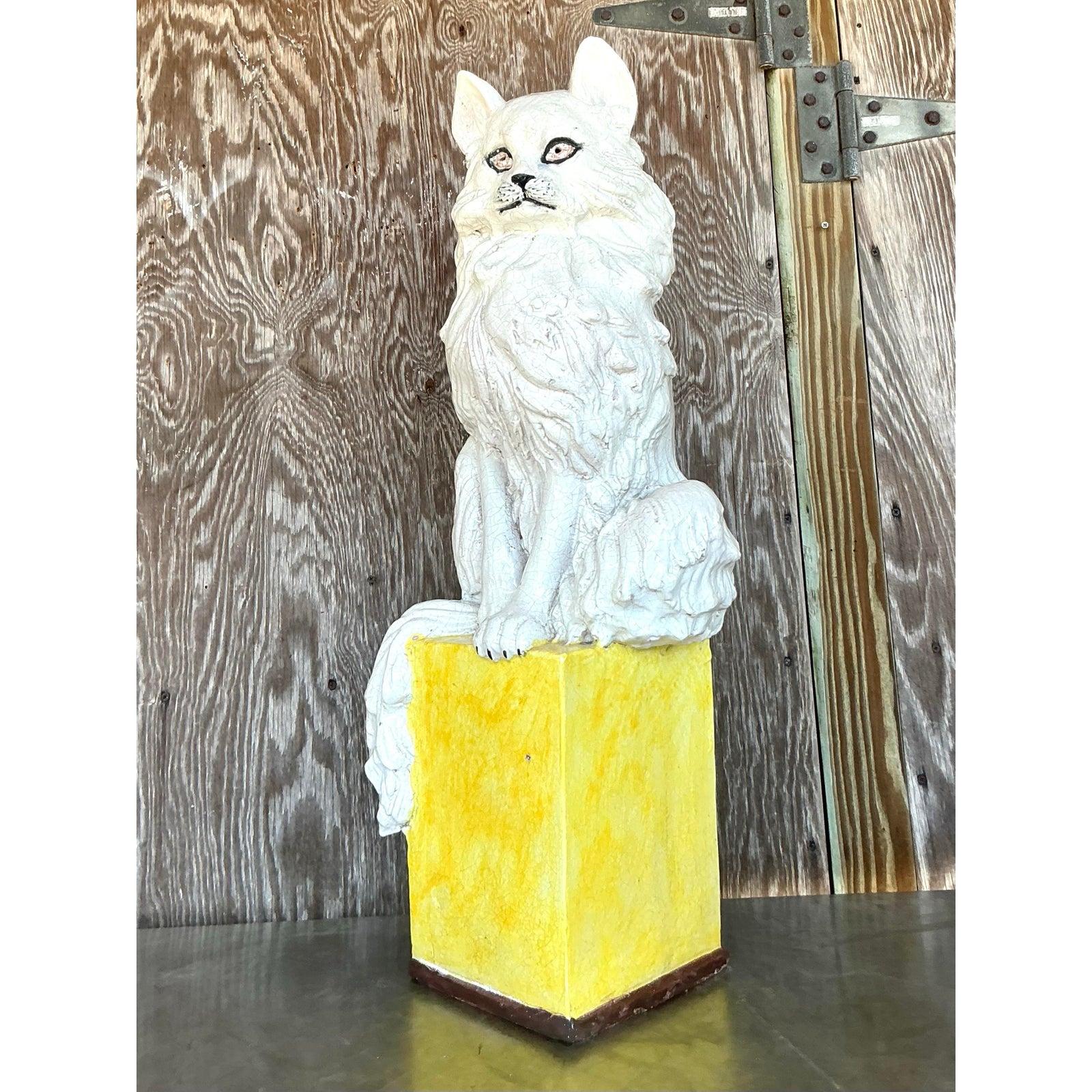 Vintage Italian Glazed Ceramic Cat For Sale 4