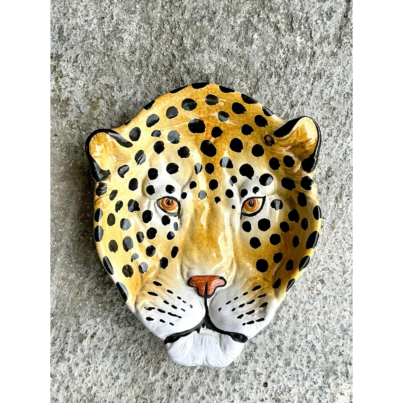 20ième siècle Assiette Guépard vintage en céramique émaillée italienne en vente