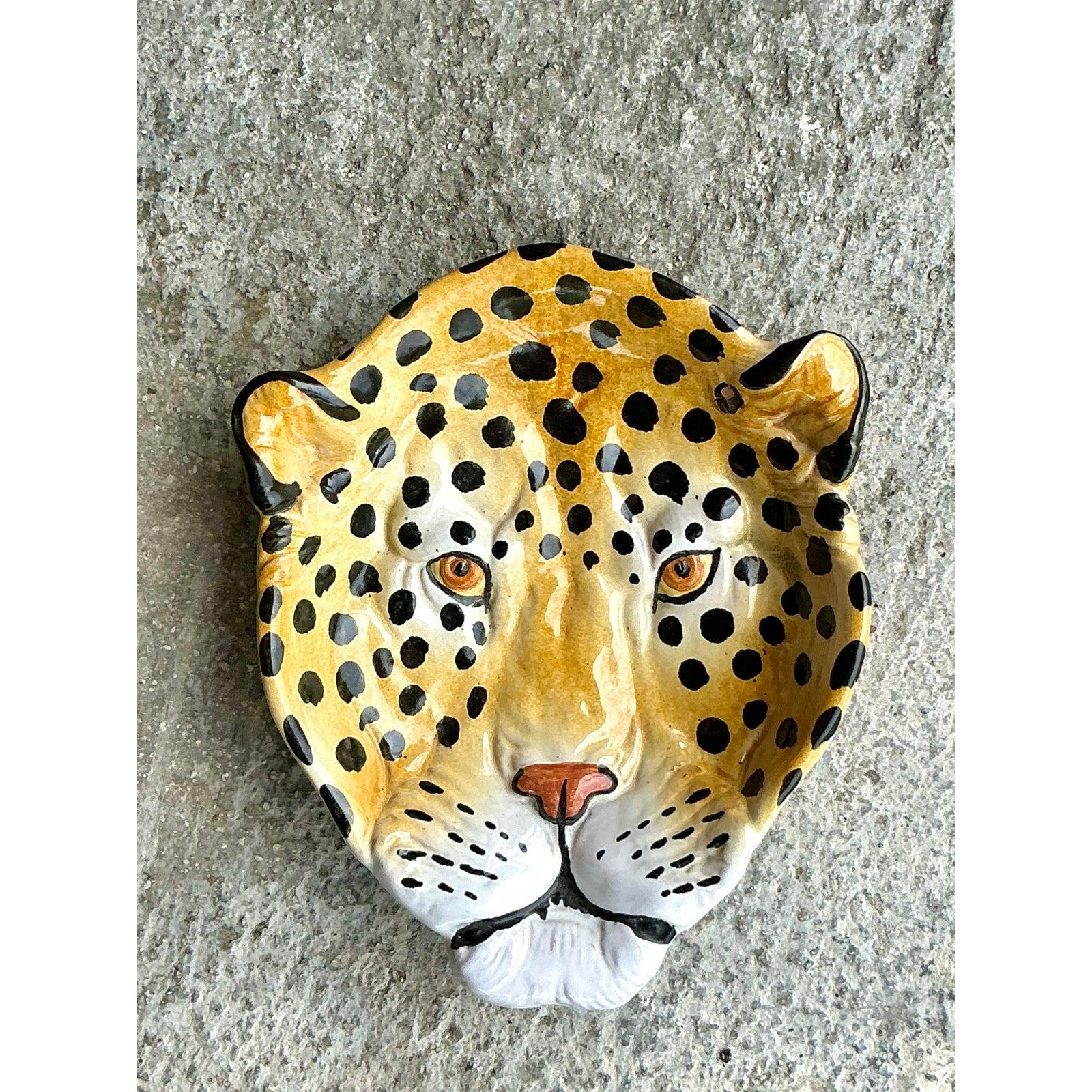 Assiette Guépard vintage en céramique émaillée italienne en vente 1