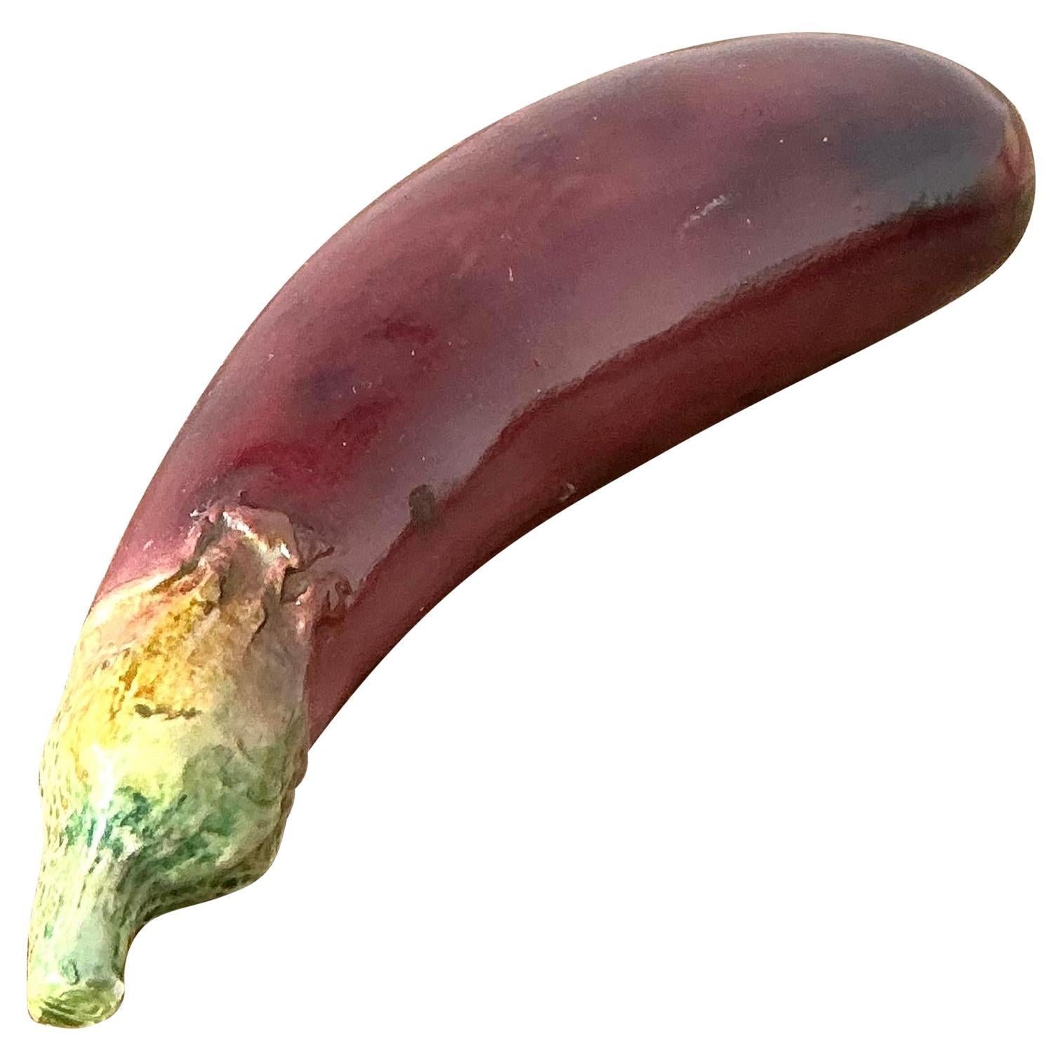 Vintage Italian Glazed Ceramic Eggplant
