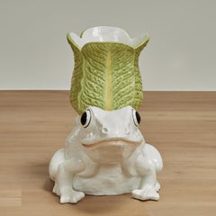 Vintage Italian Glazed Ceramic Frog Planter