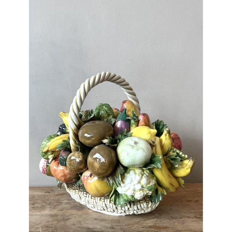 Italiano Cesto di frutta in ceramica smaltata vintage italiano in vendita