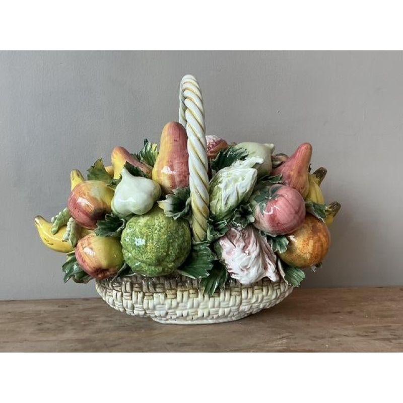 Ceramica Cesto di frutta in ceramica smaltata vintage italiano in vendita