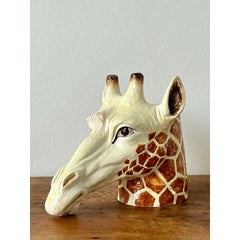 Vintage Italian Glazed Ceramic Giraffe Cache Pot