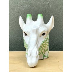 Vintage Italian Glazed Ceramic Giraffe Cache Pot