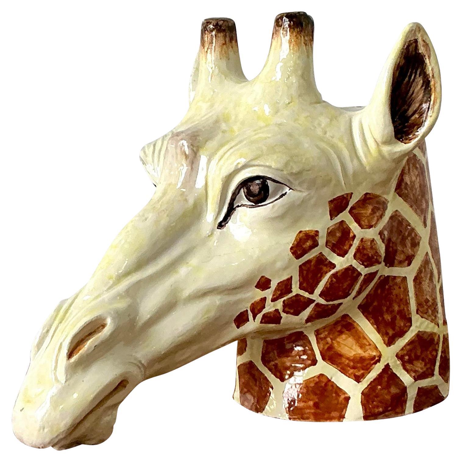 Cache pot italiano vintage in ceramica smaltata a forma di giraffa