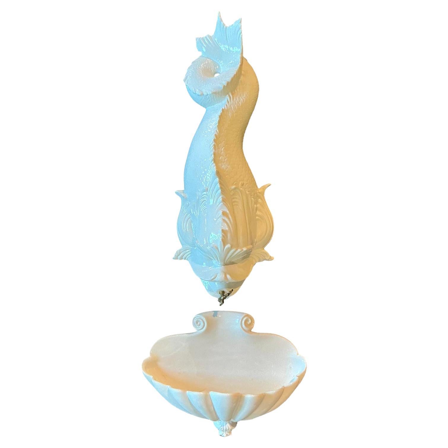Vintage Italienisch glasierte Keramik Koi Lavabo im Angebot