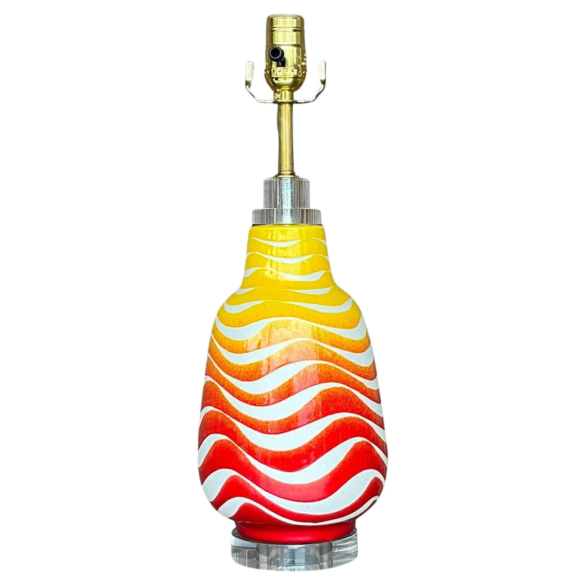 Lampada in ceramica smaltata vintage Italian Lamp
