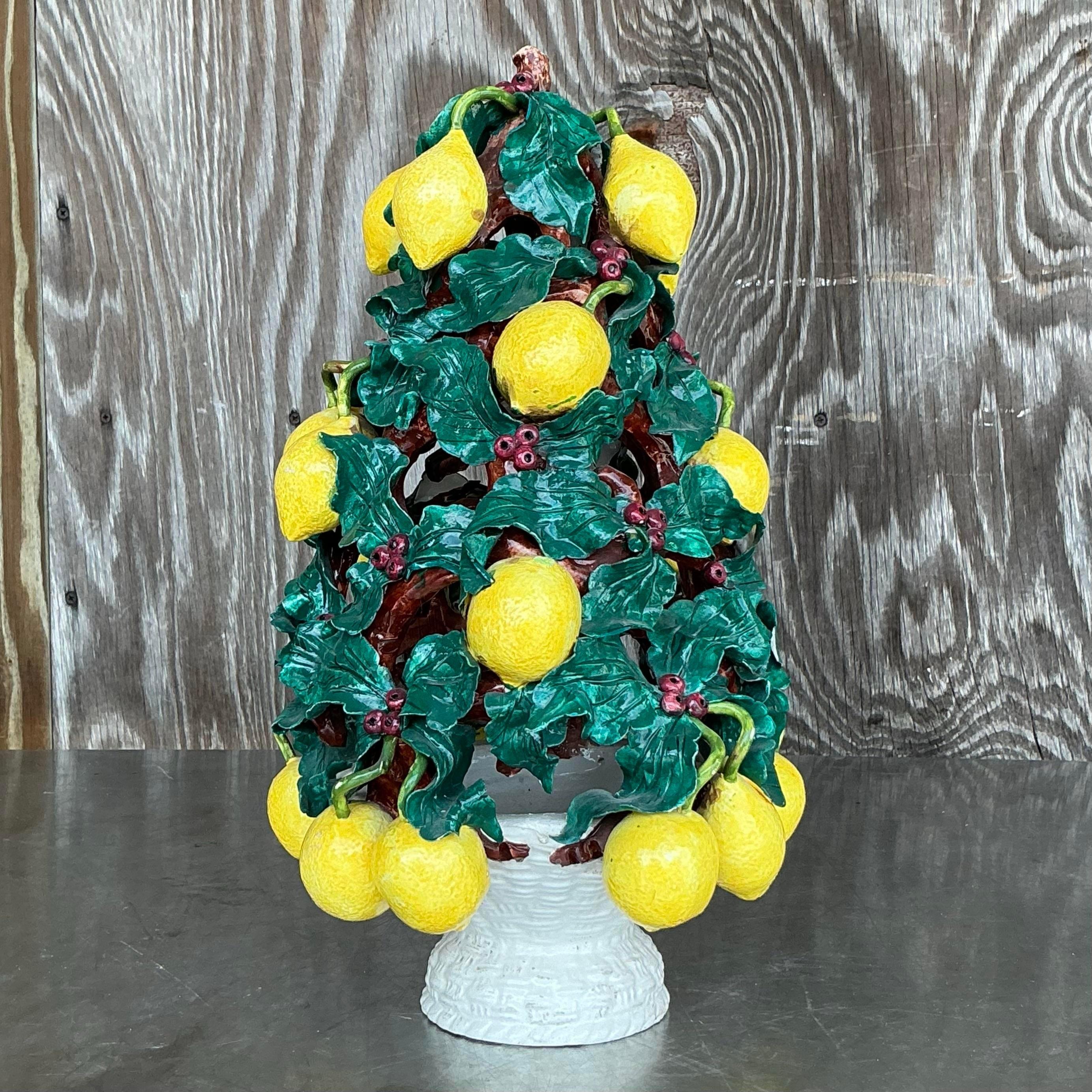 Topiario di limone in ceramica smaltata vintage italiano in vendita 4