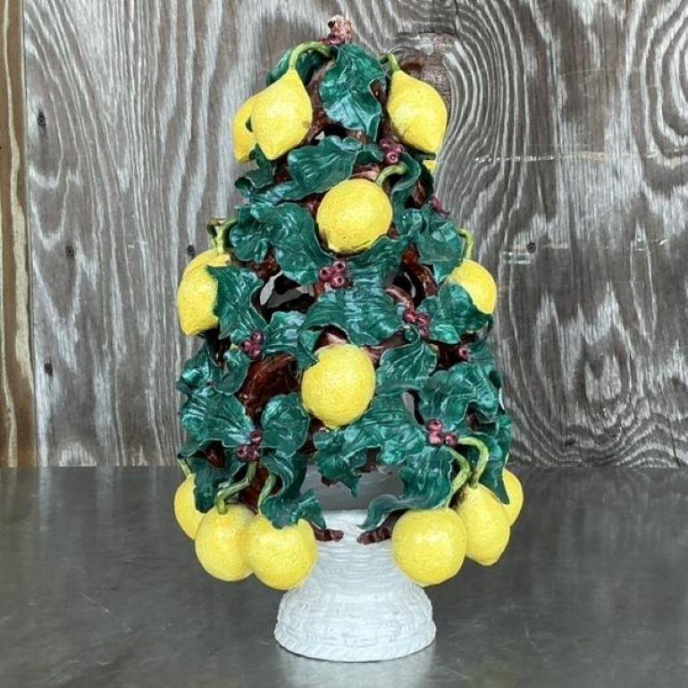 Italiano Topiario di limone in ceramica smaltata vintage italiano in vendita