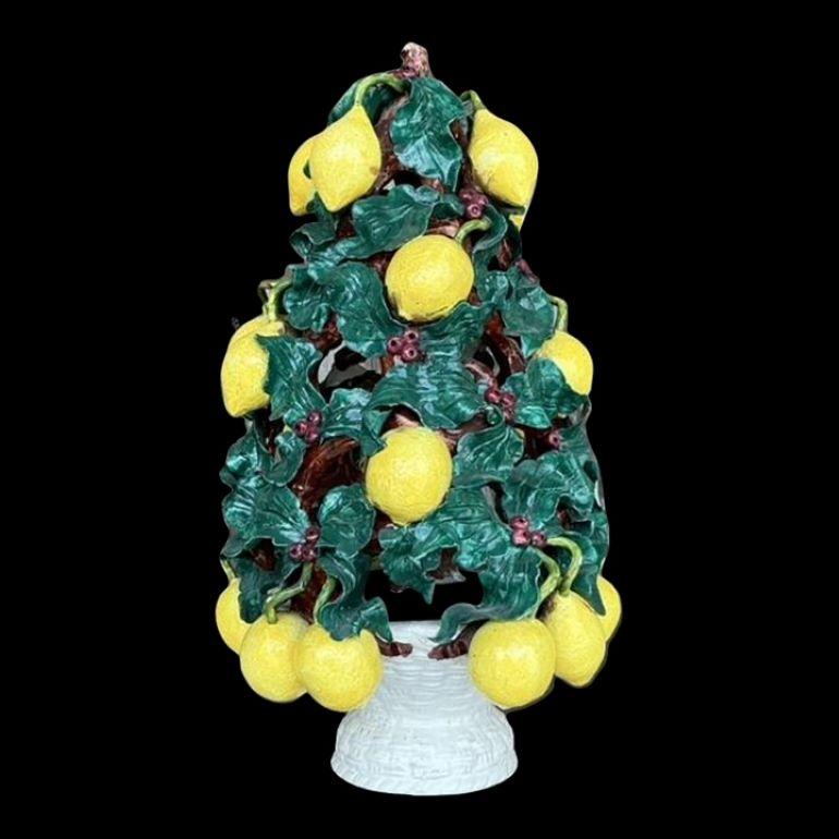 XX secolo Topiario di limone in ceramica smaltata vintage italiano in vendita