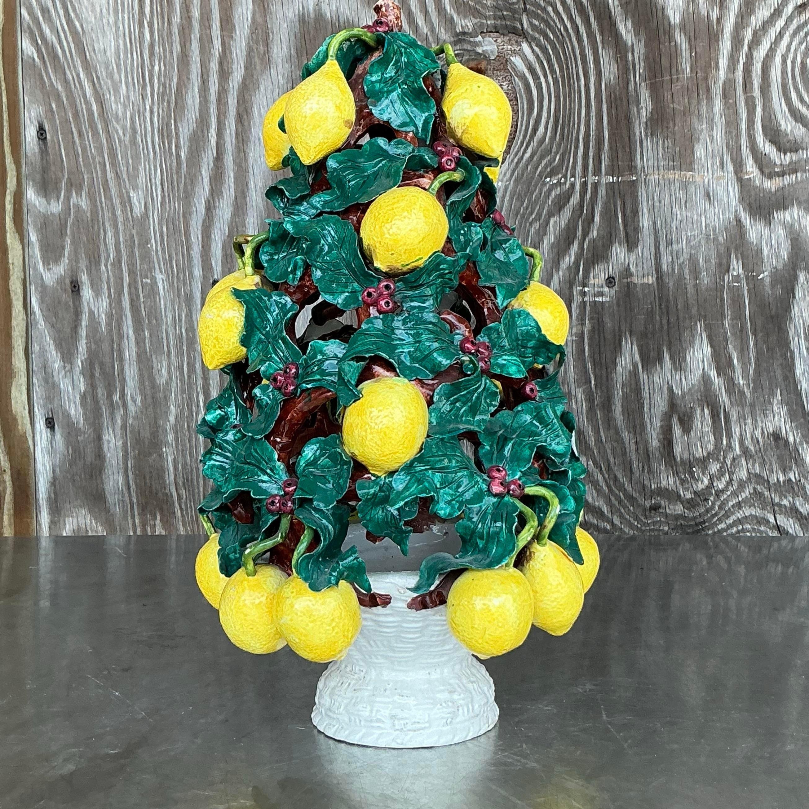 Topiario di limone in ceramica smaltata vintage italiano in vendita 1