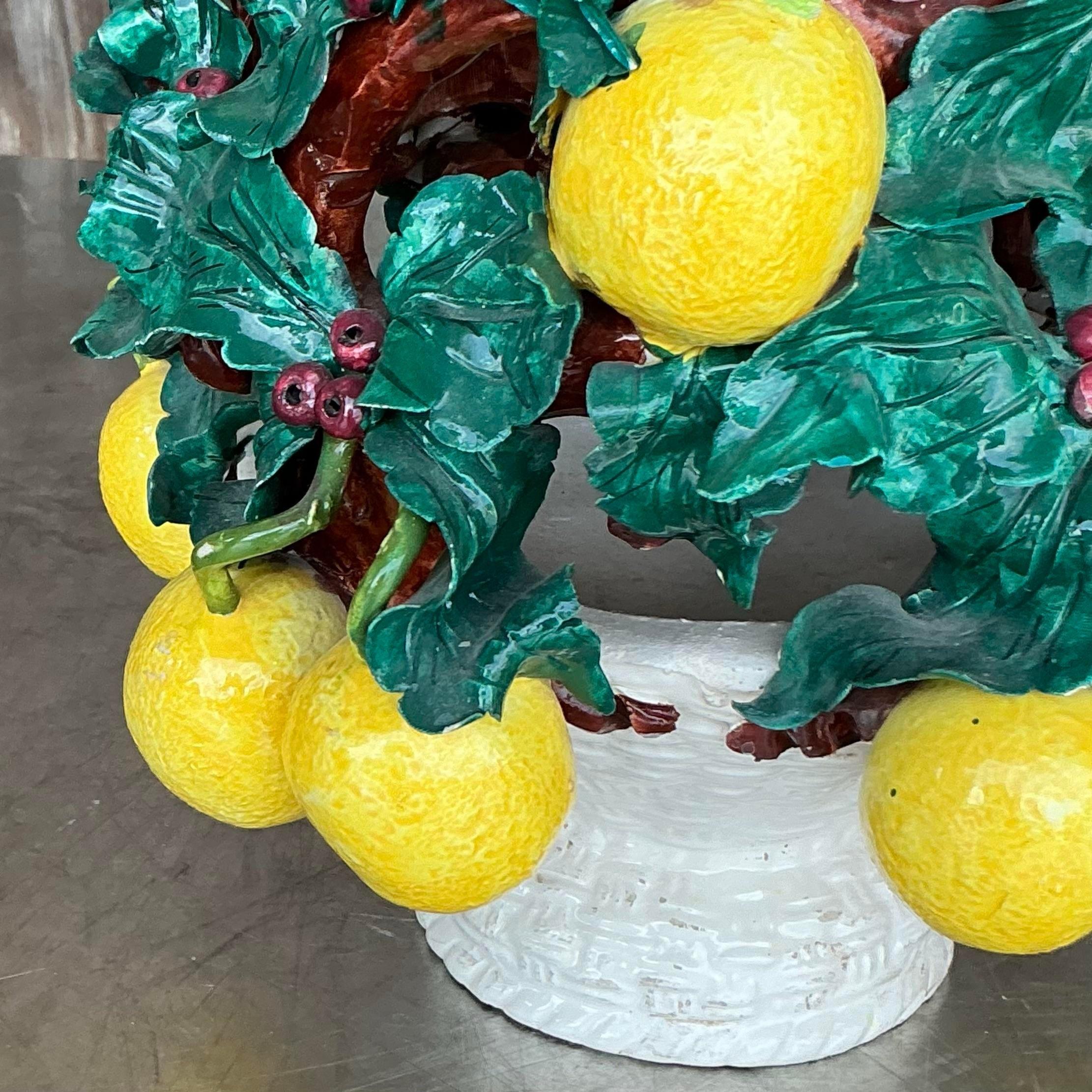 Topiario di limone in ceramica smaltata vintage italiano in vendita 2