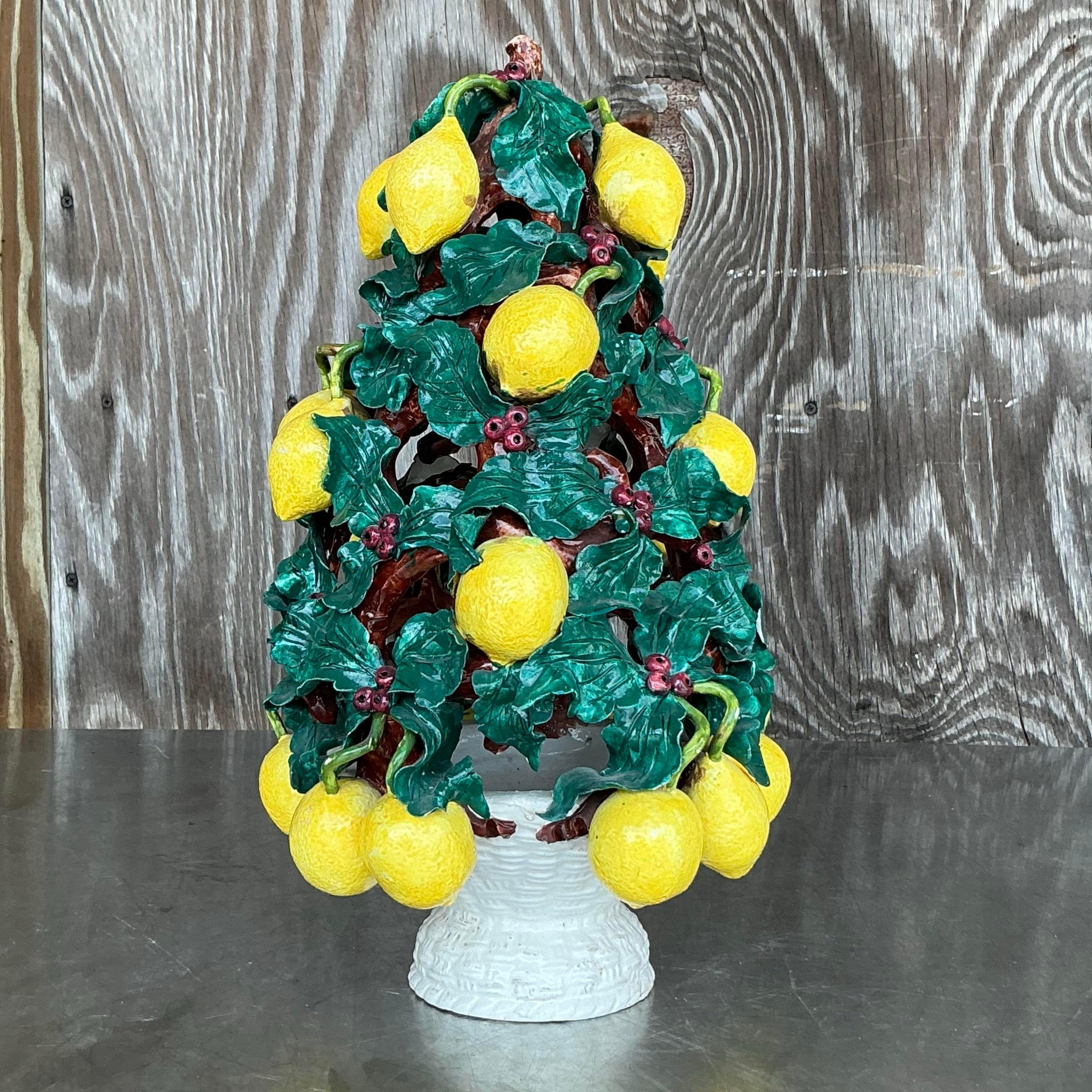 Topiario di limone in ceramica smaltata vintage italiano in vendita 3