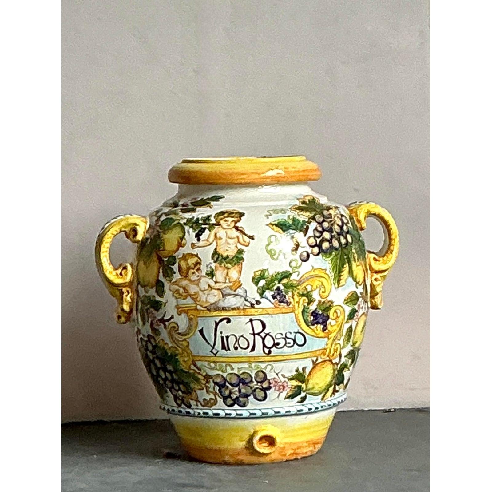 Rustico Urna di limone in ceramica smaltata italiana d'epoca in vendita
