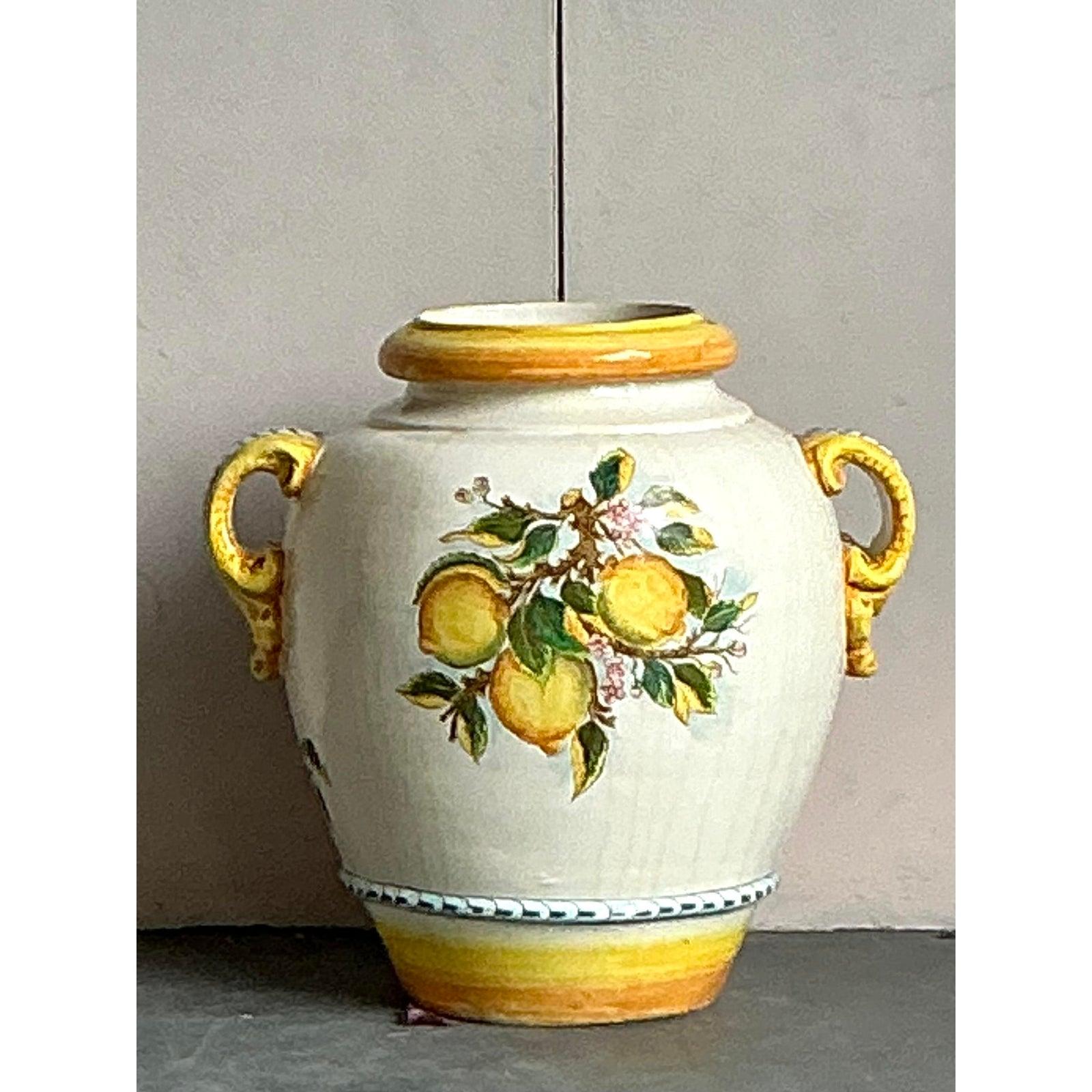 Urna di limone in ceramica smaltata italiana d'epoca In condizioni buone in vendita a West Palm Beach, FL