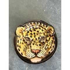 Vintage Italian Glazed Ceramic Leopard Bowl