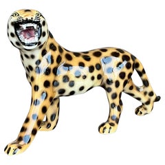 Figurina leopardo in ceramica smaltata Vintage By