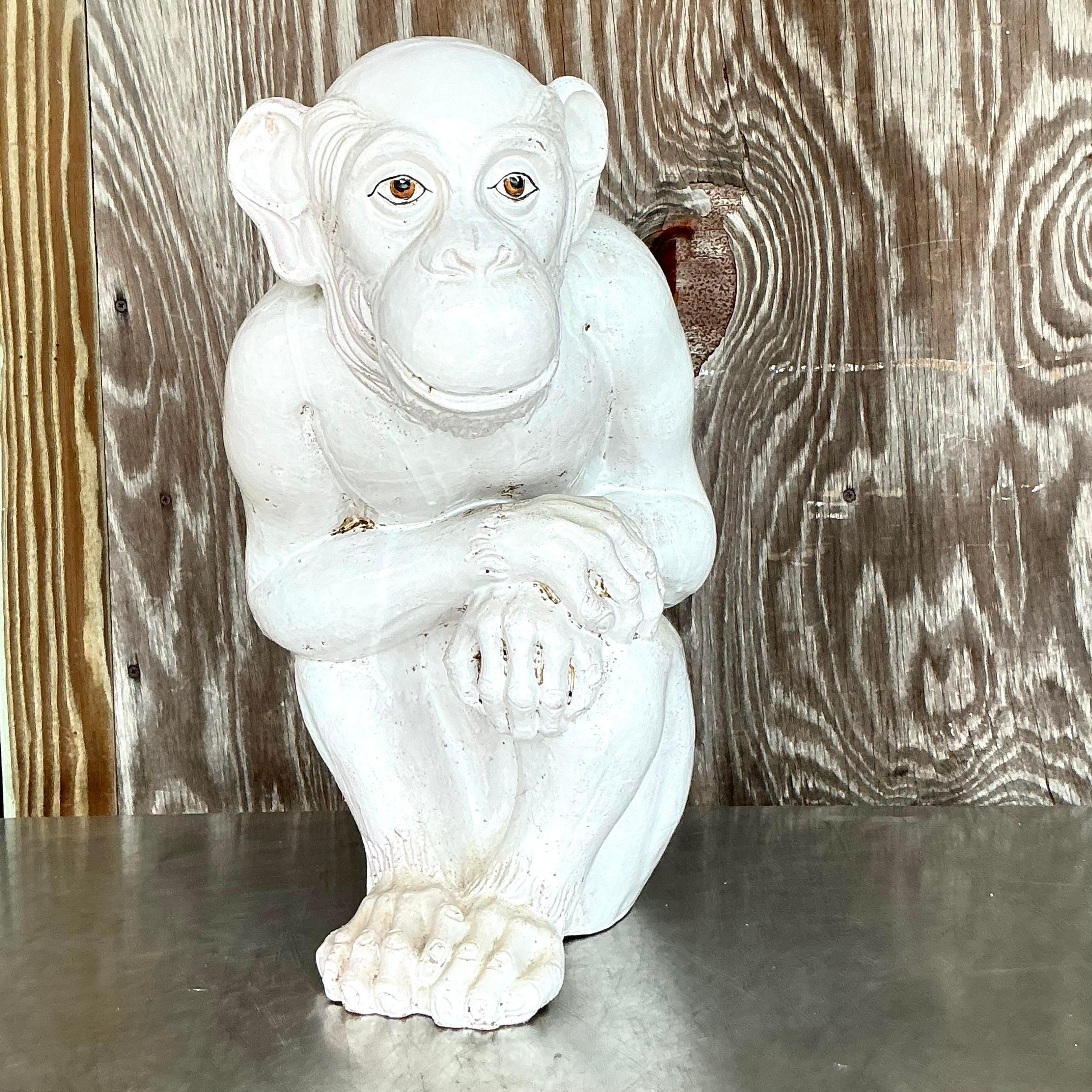 Vintage Italian Glazed Ceramic Life Size Monkey For Sale 1