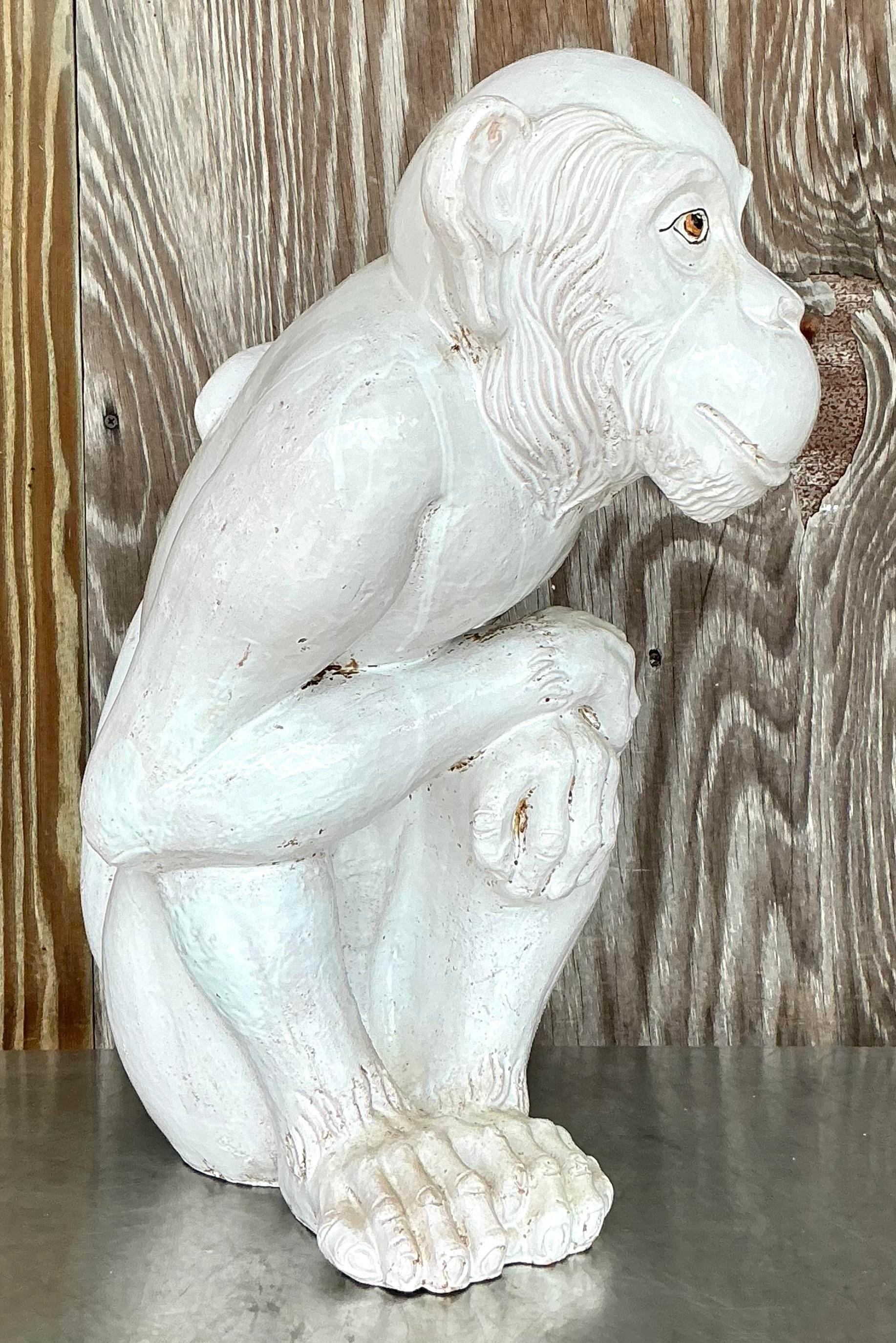 Vintage Italian Glazed Ceramic Life Size Monkey For Sale 4